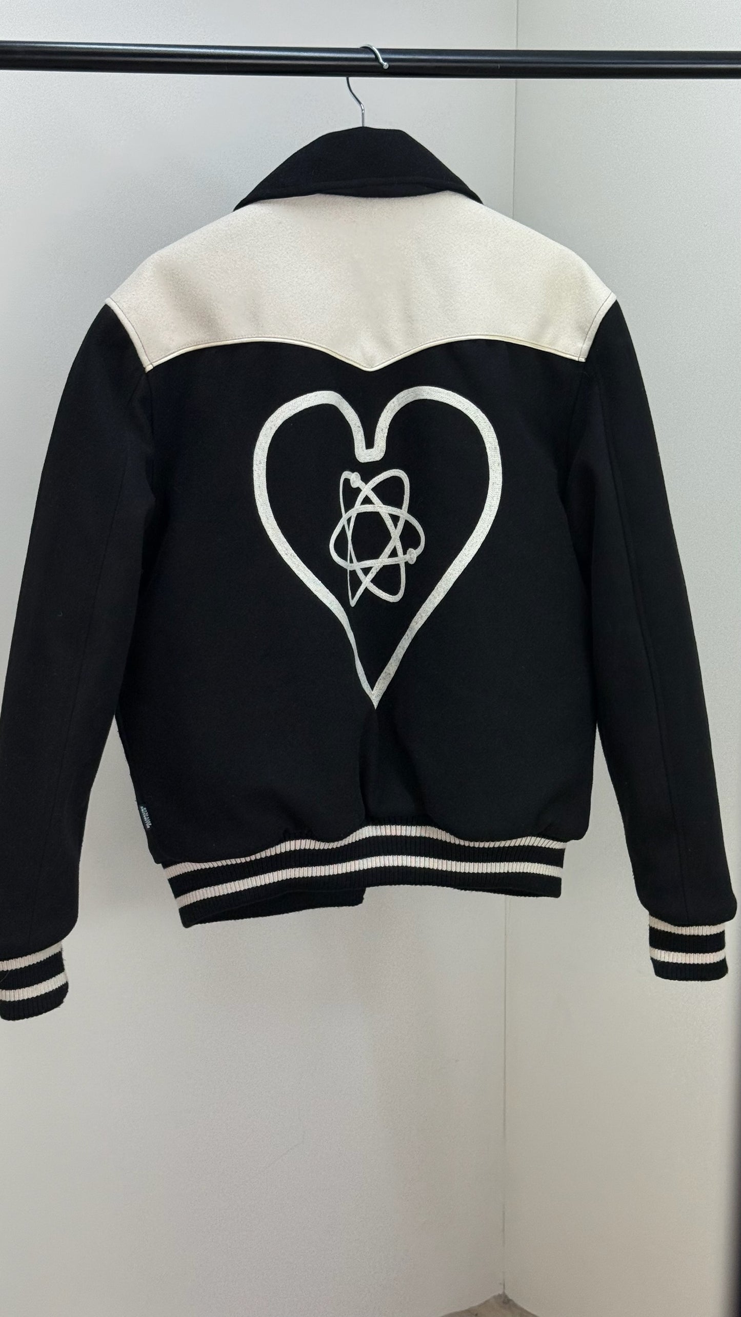 Billionaire Boys Club Black Off-White Western Heart Bomber Varsity Jacket - XL