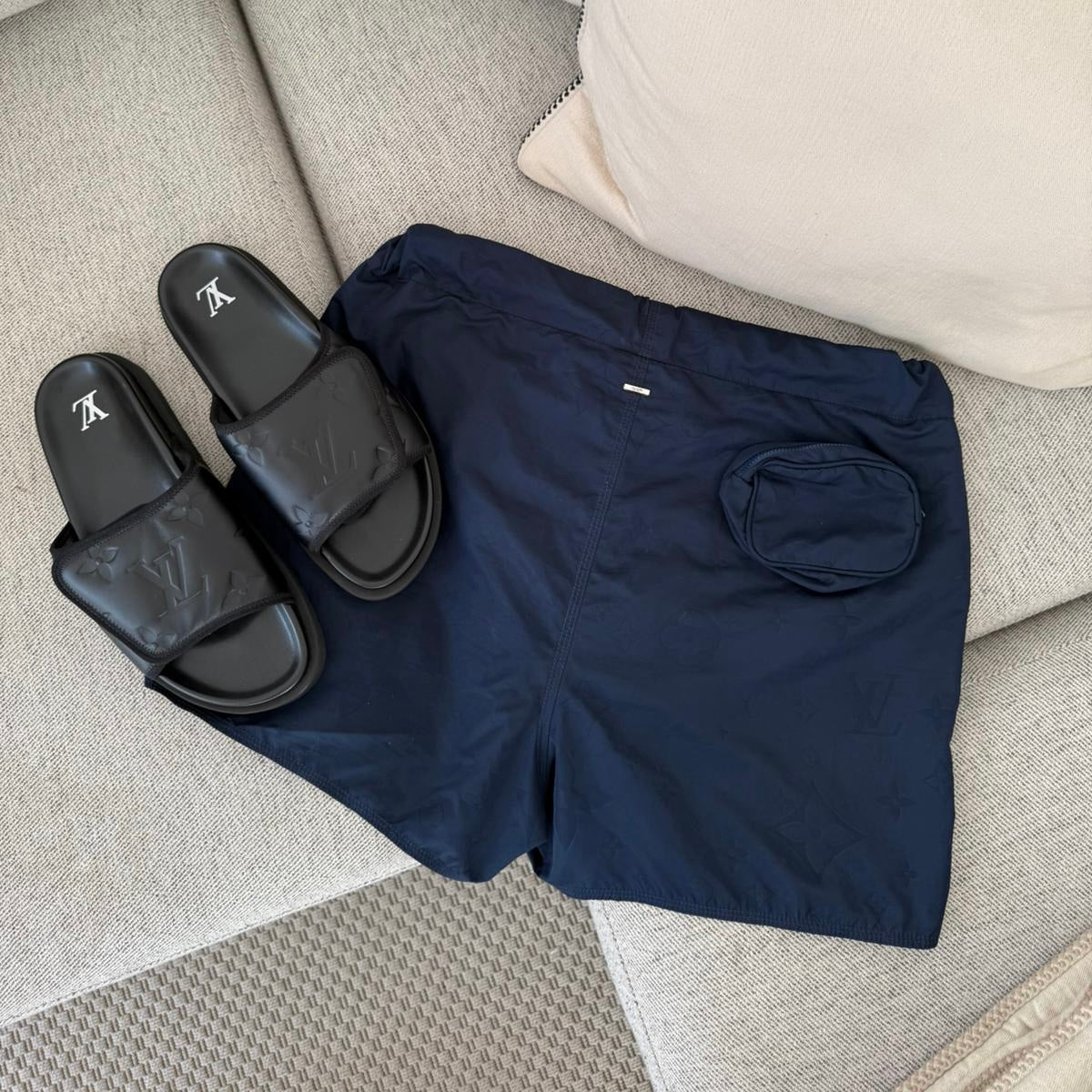 Louis Vuitton Navy Damier Signature Swimshorts - Medium