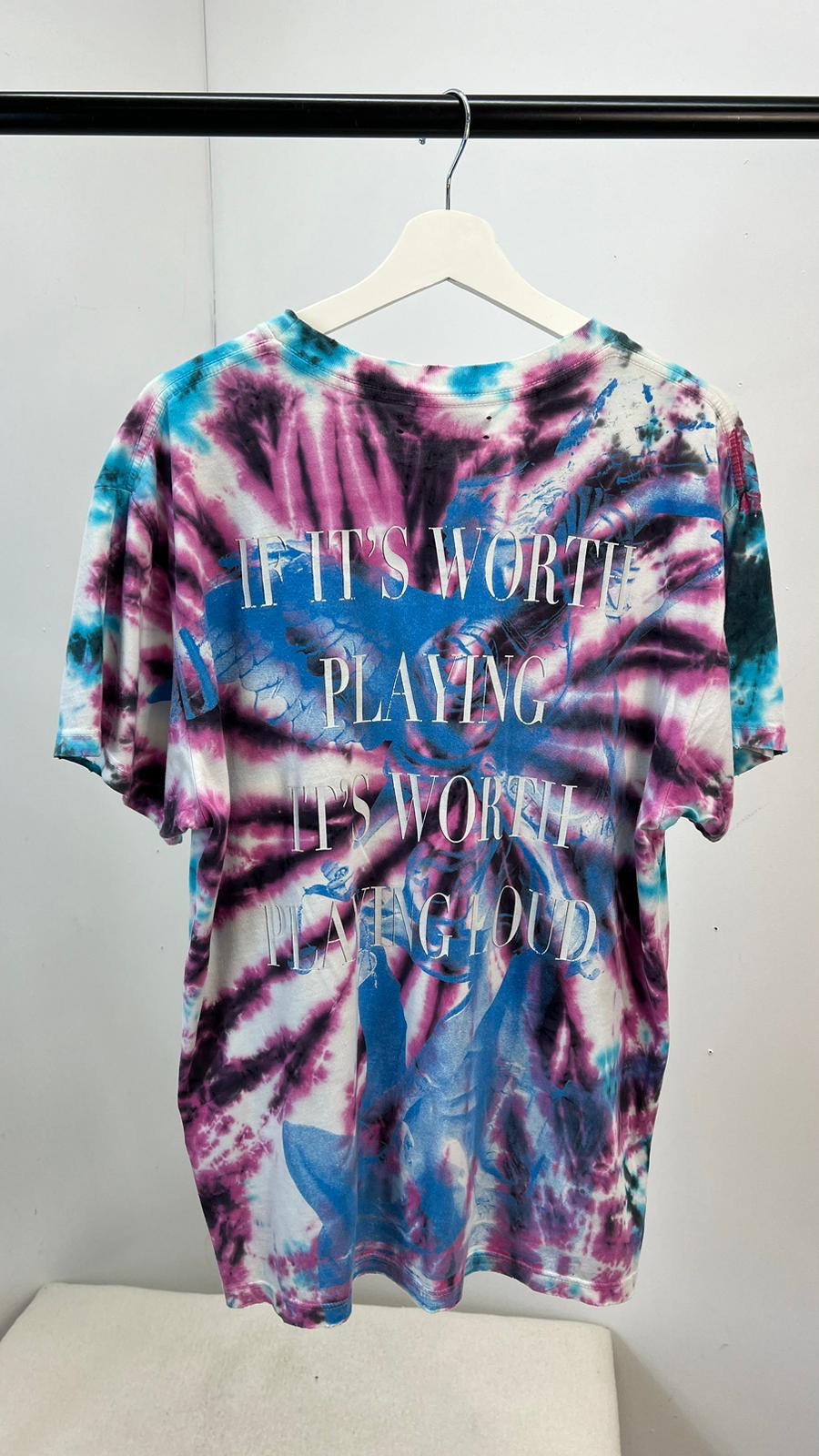 Amiri Blue Tie-Die Skull T-Shirt -XS Oversize