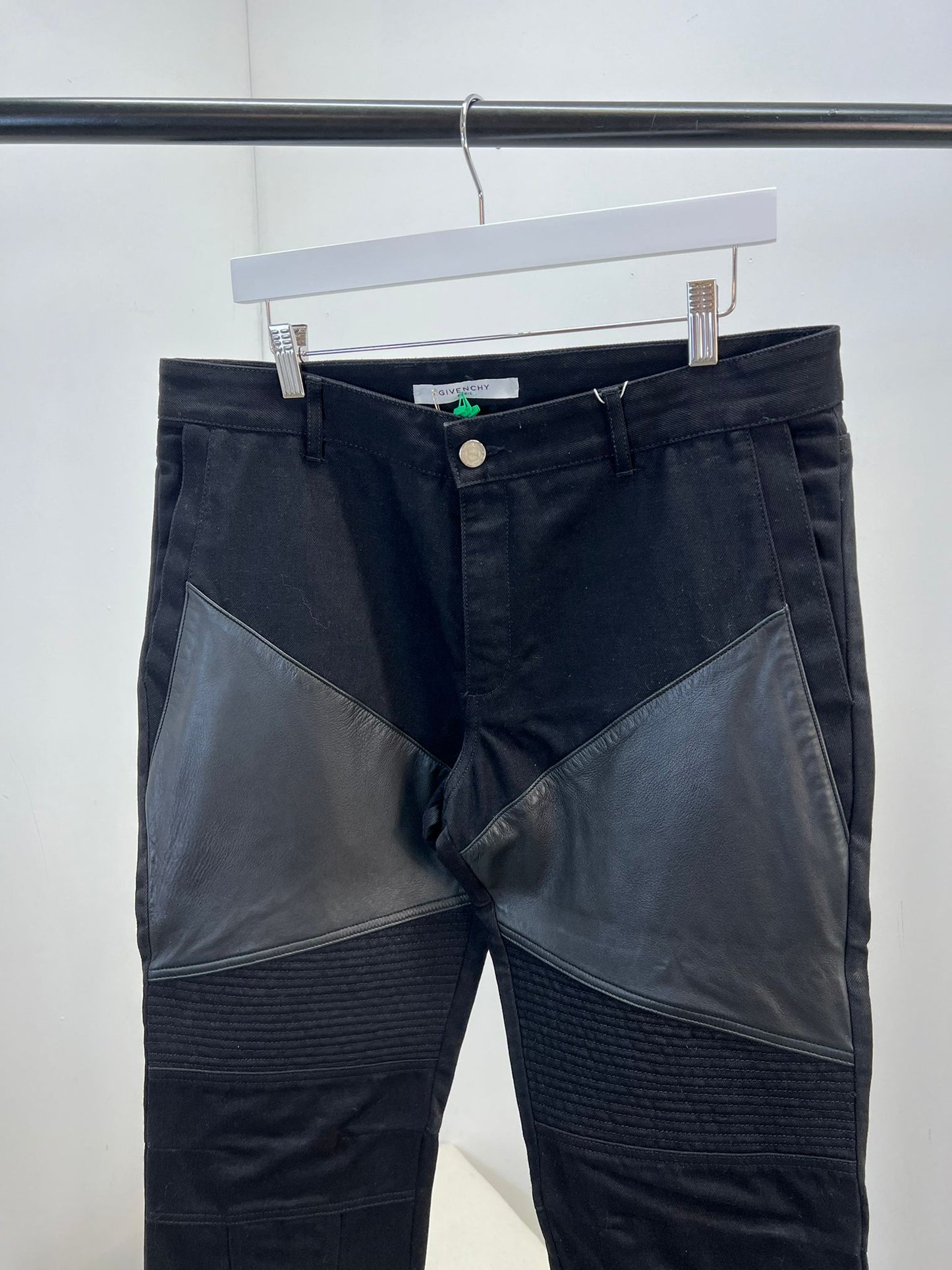 Givenchy Black Panel Biker Leather Styled Jeans JL4 - Label 36