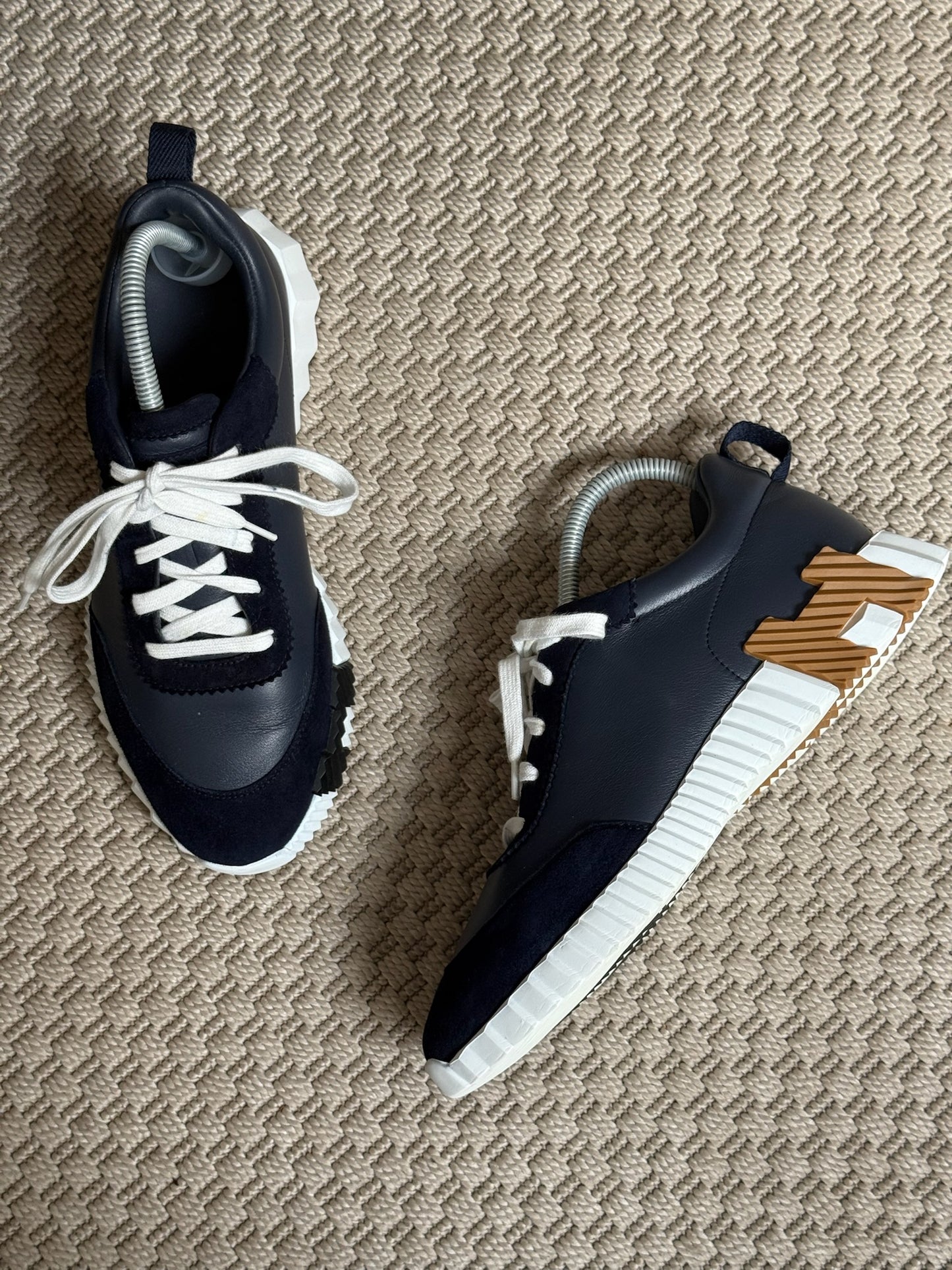 Hermes Navy Gold Bounce Trainers - 40/UK 6