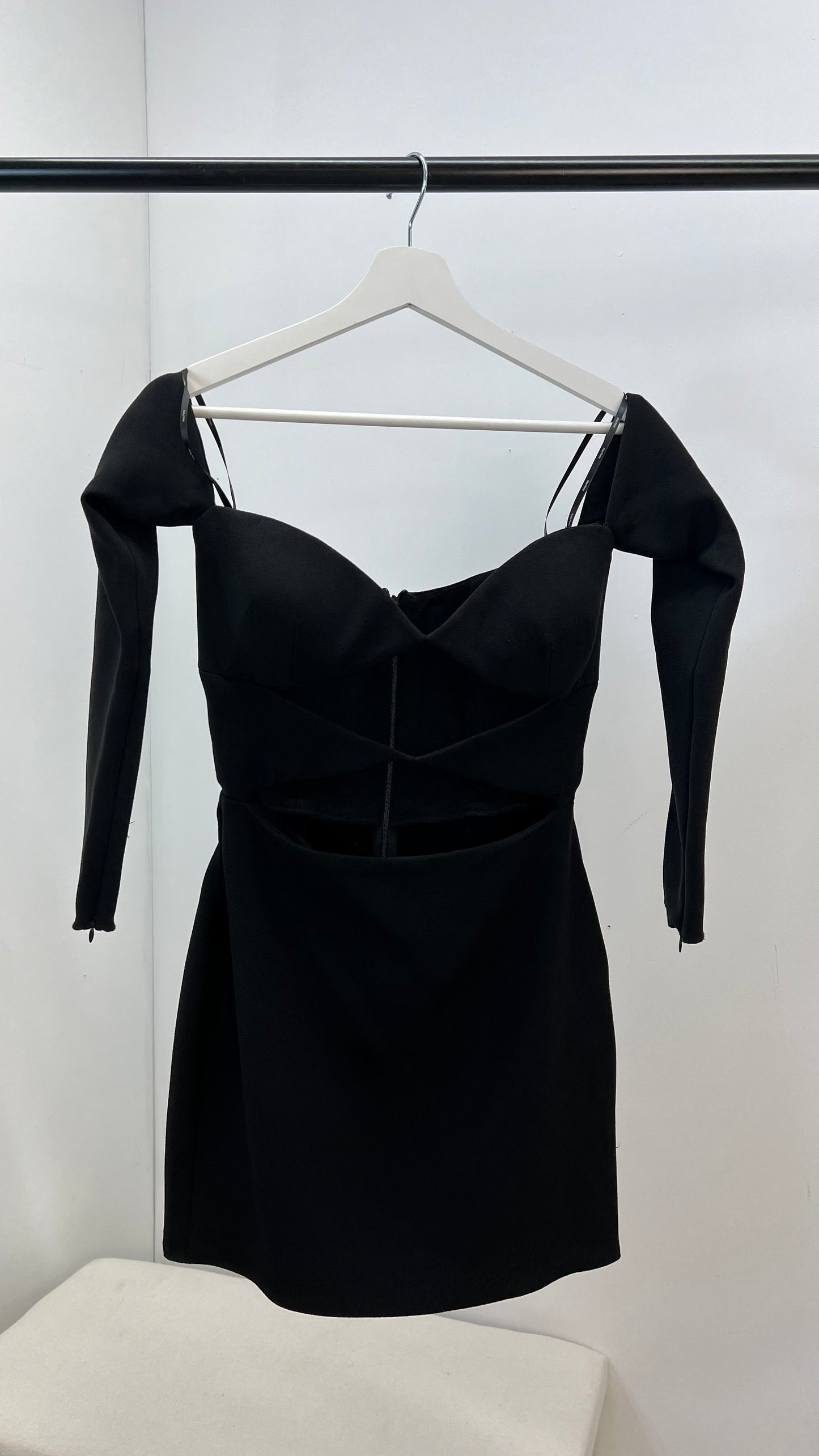 ALEX PERRY Black Strapless Longsleeve Cut Out Dress- UK 10