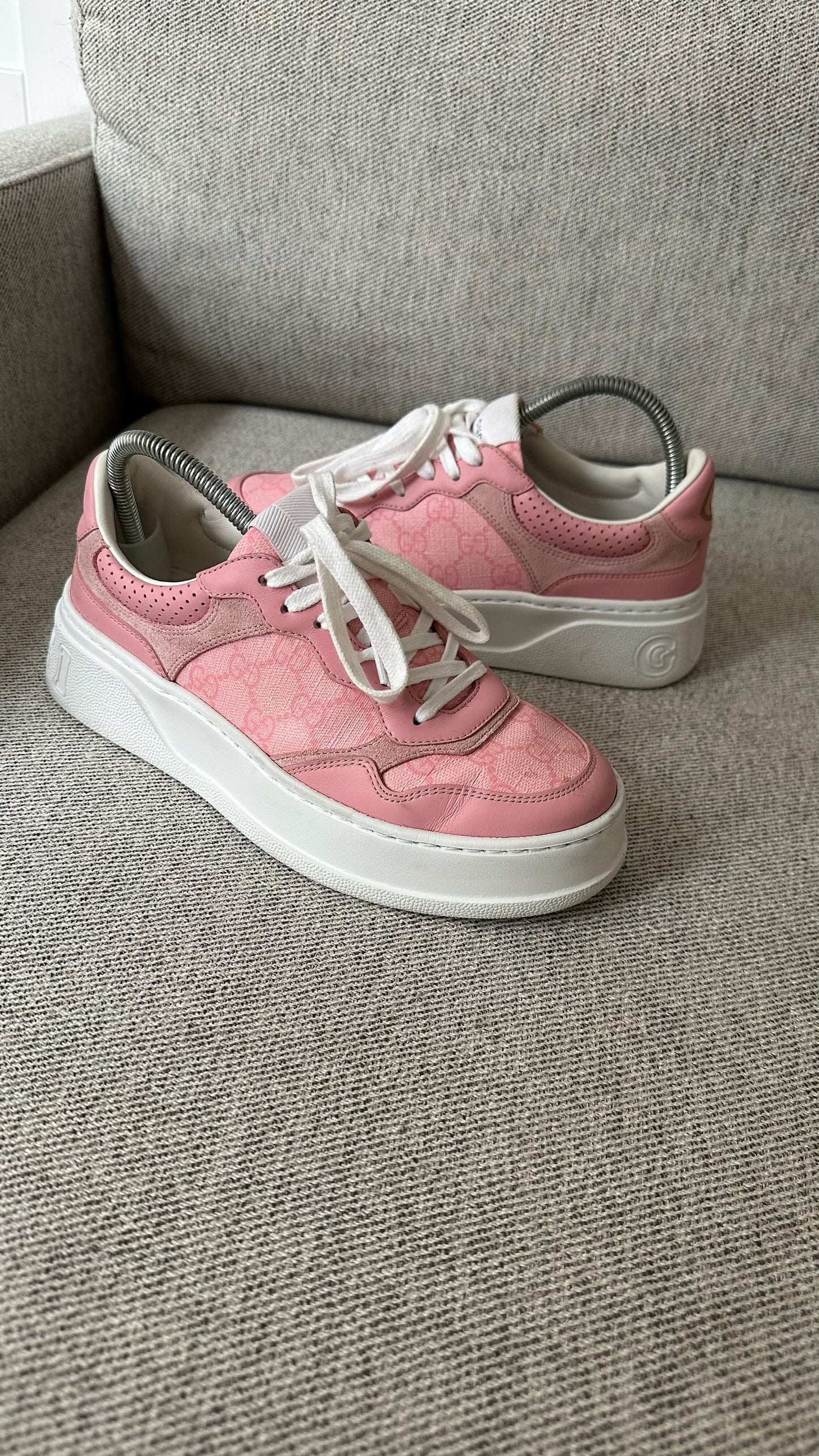 Gucci Pink GG Chunky B Trainers-UK 5