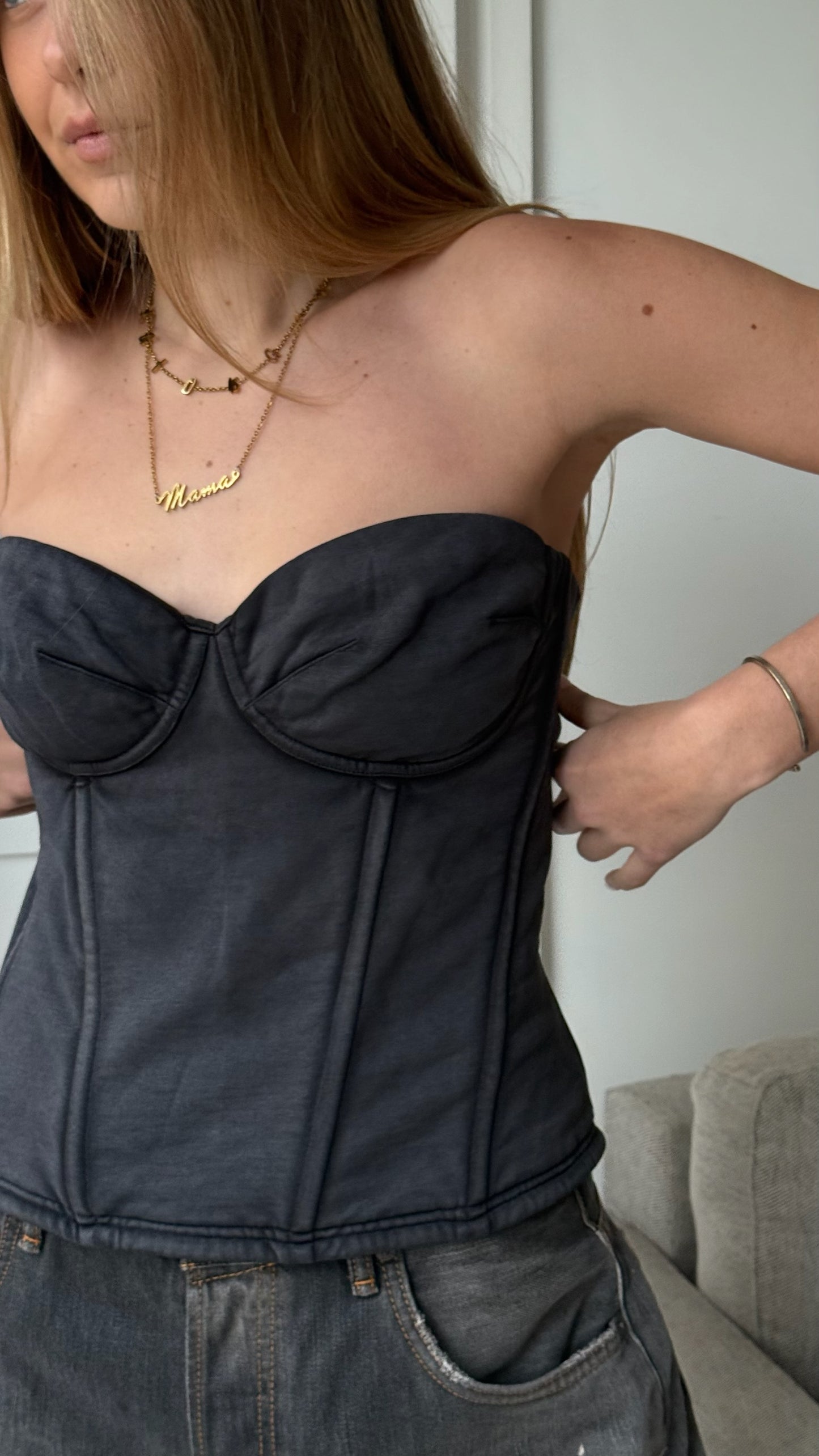 Balenciaga Washed Black Corset - Size 28/XS