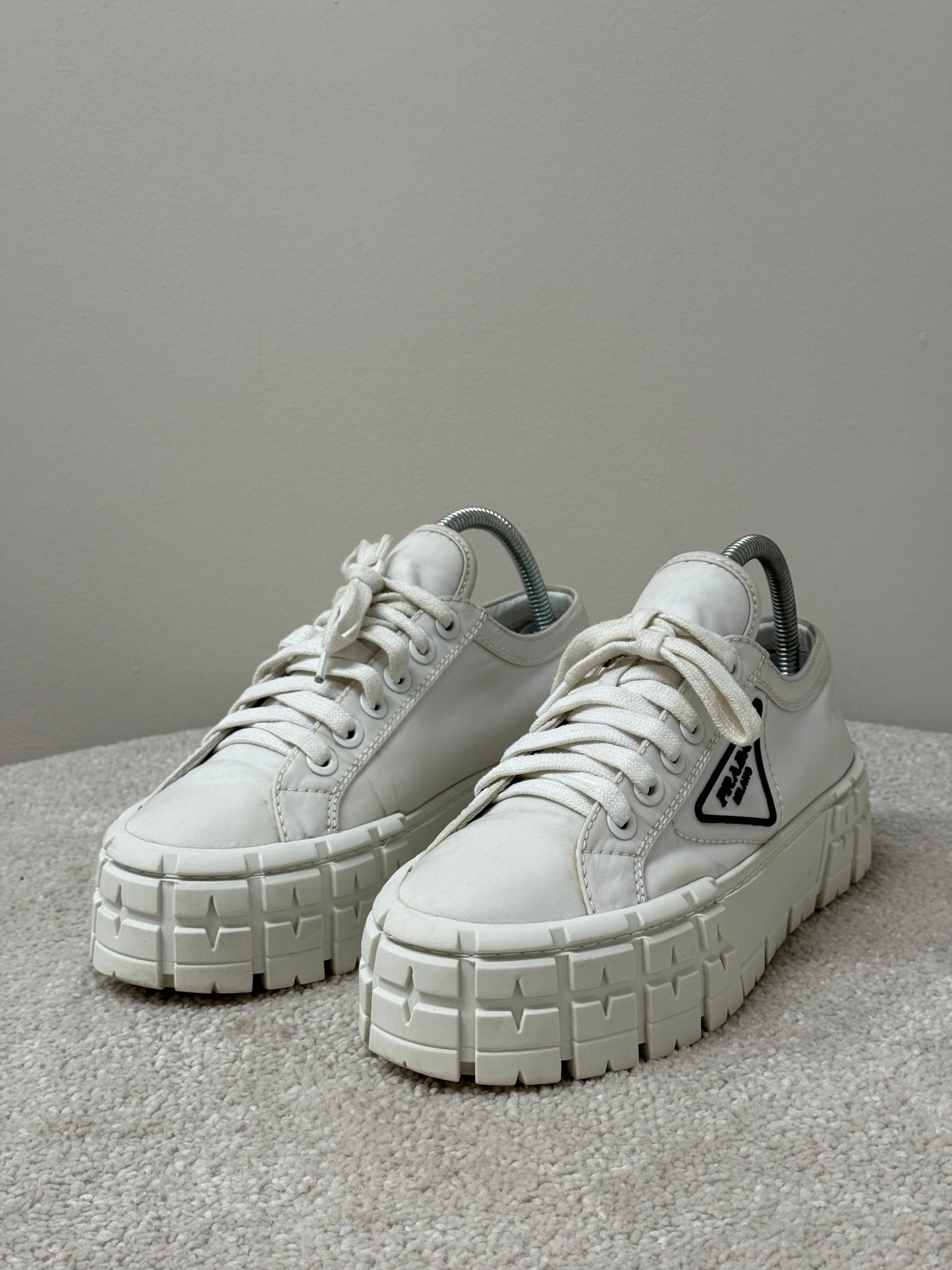 Prada White And Black Double Wheel Trainers -UK 5