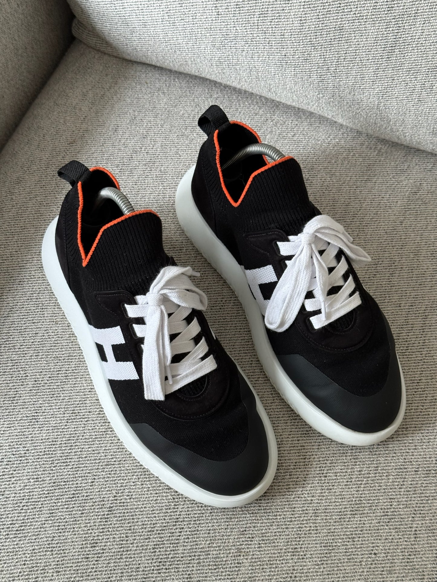 Hermes Black Orange Crew Trainers - UK 8