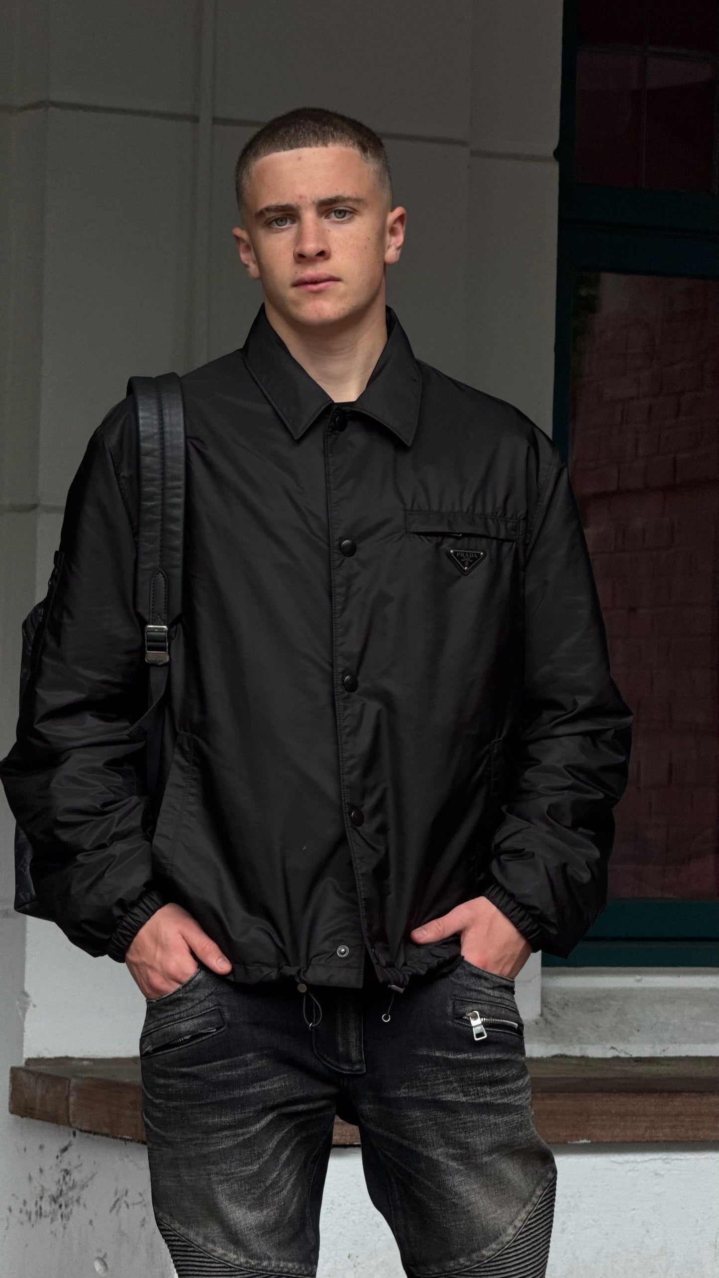 Prada Black Re-Nylon blouson Zip Up Jacket -52/XL