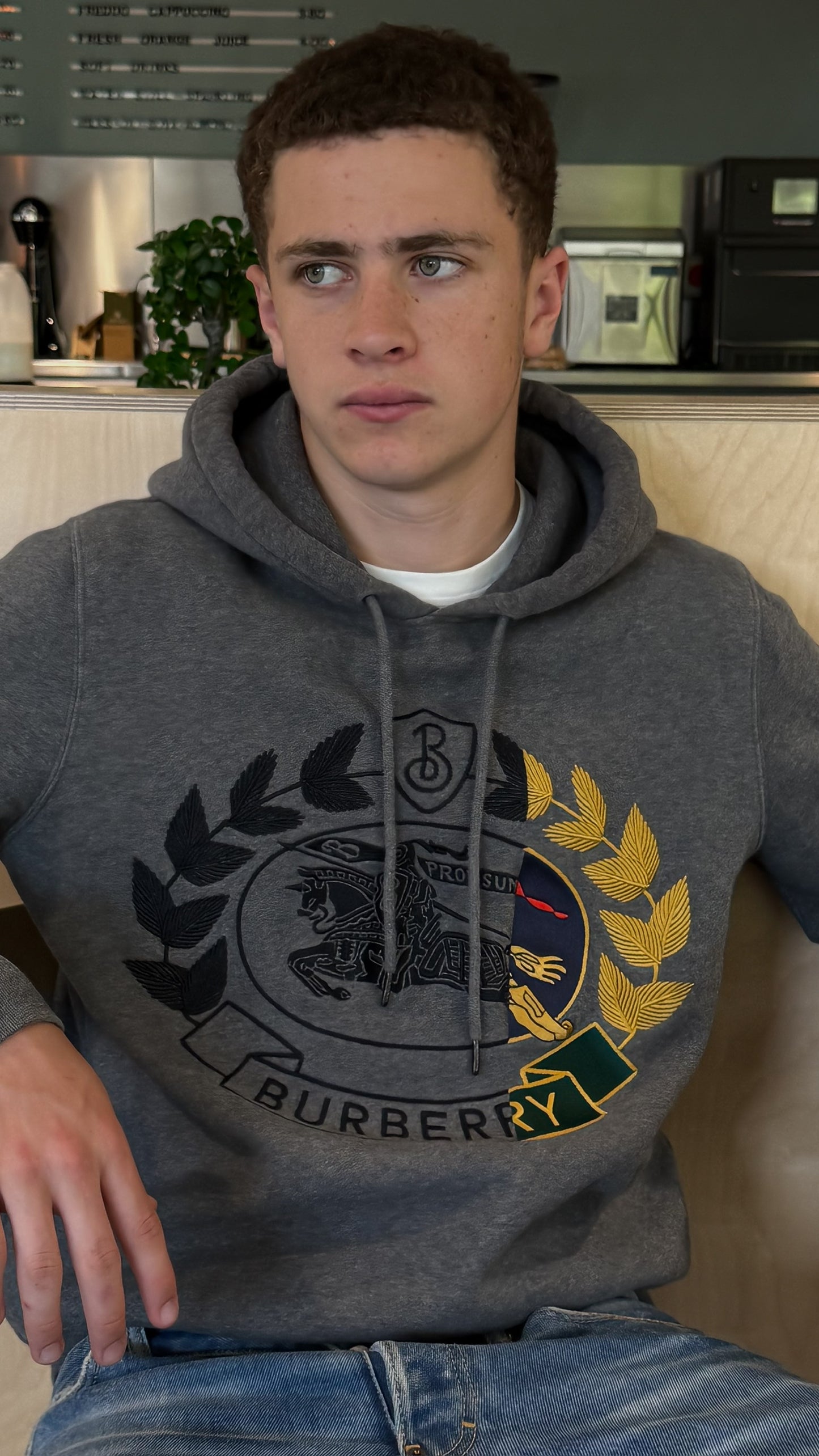 Burberry Grey Melange Hoodie - Medium