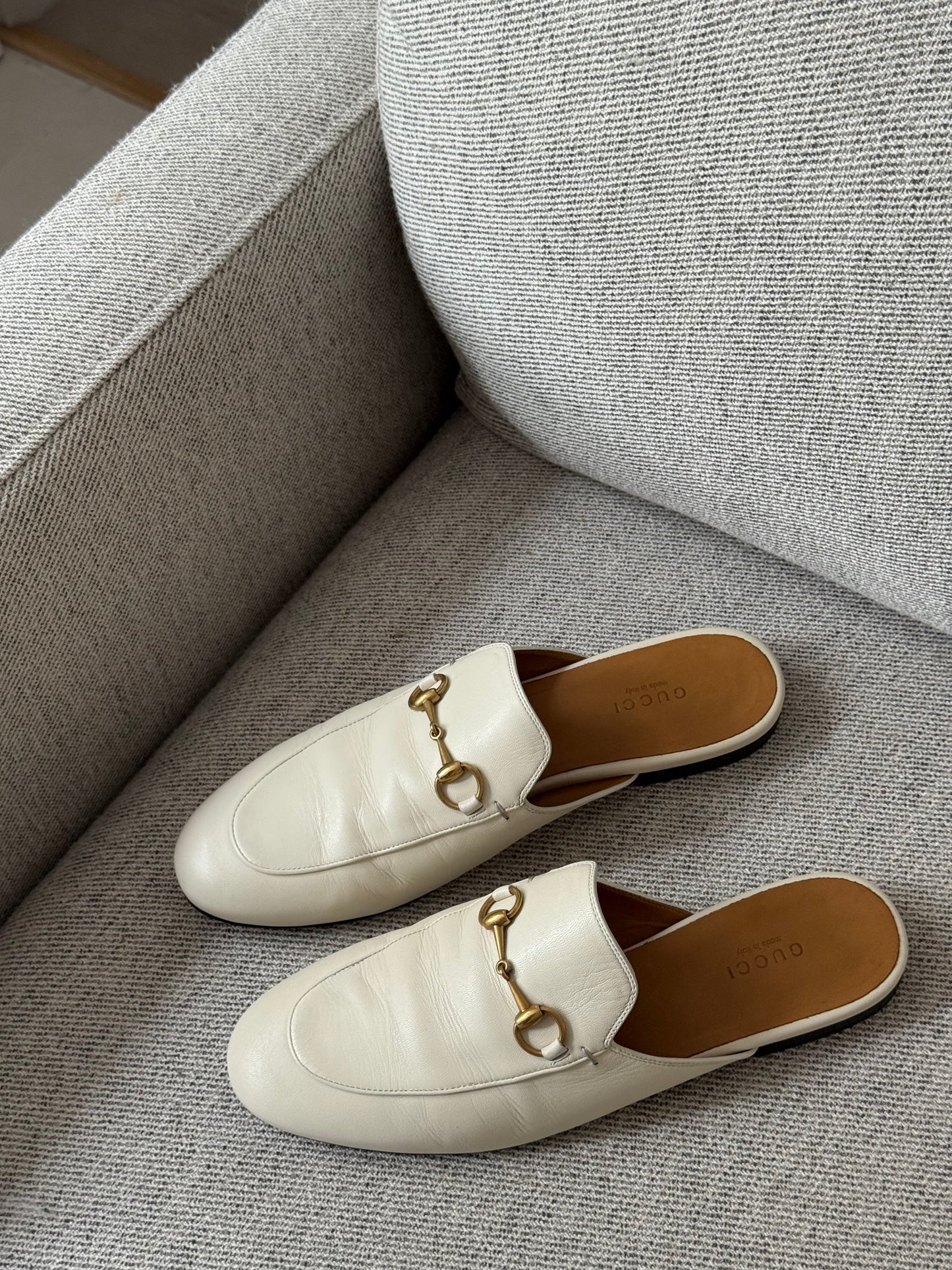 Gucci Cream Princetown Slider -UK 5.5