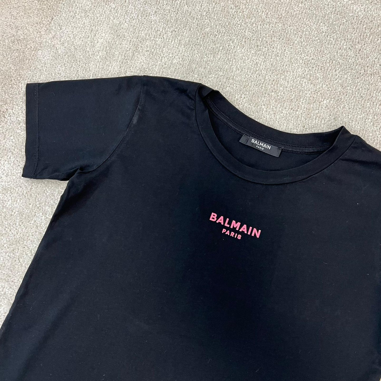 Kids Balmain Black Pink Logo T-Shirt - Age 8