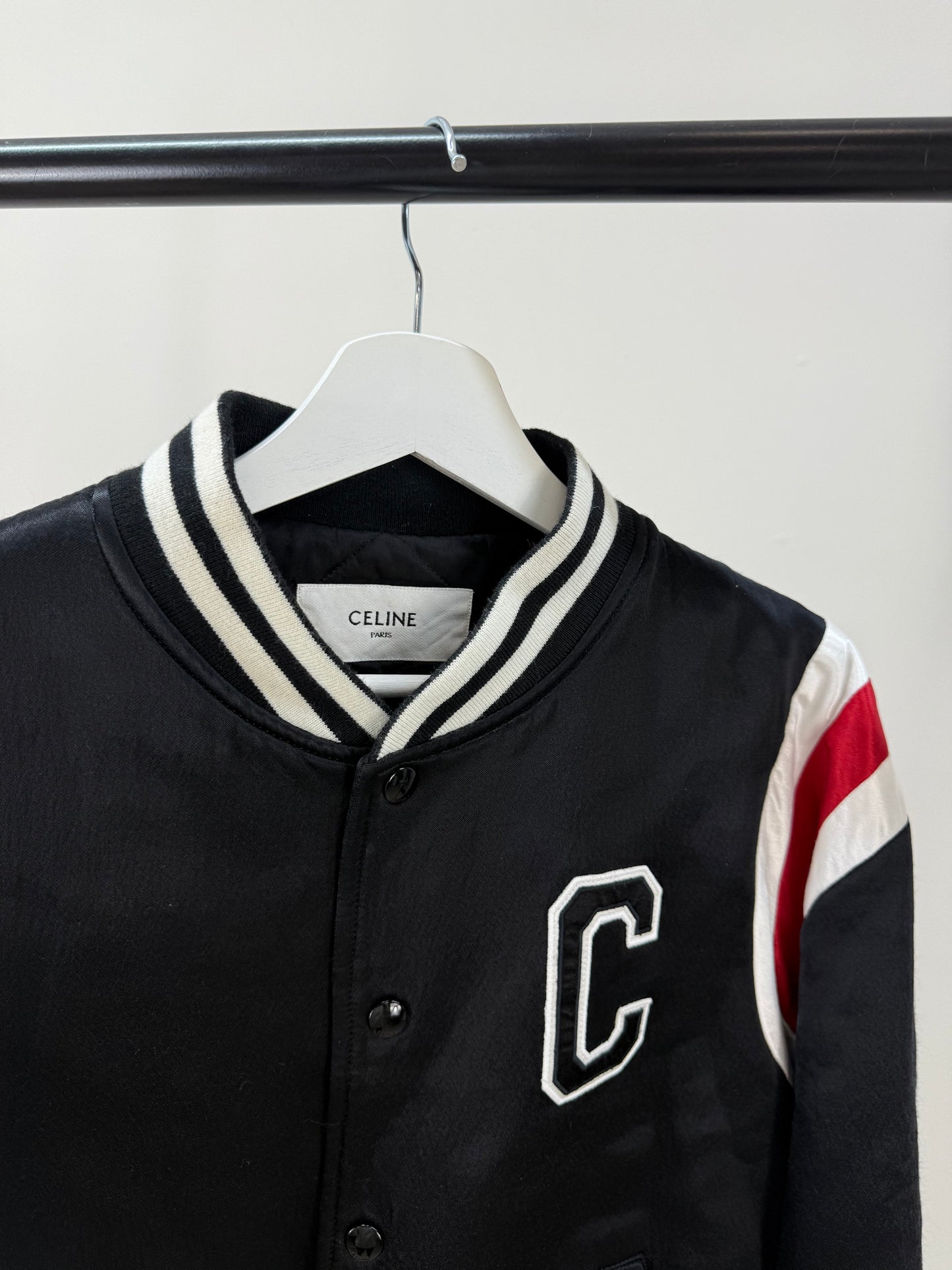 Celine Logo Varsity Bomber-50, UK Large