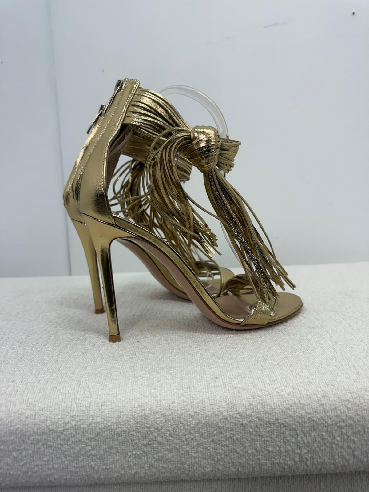 Gianvito Rossi Gold Tassel 'Noelle' Heels - UK 6