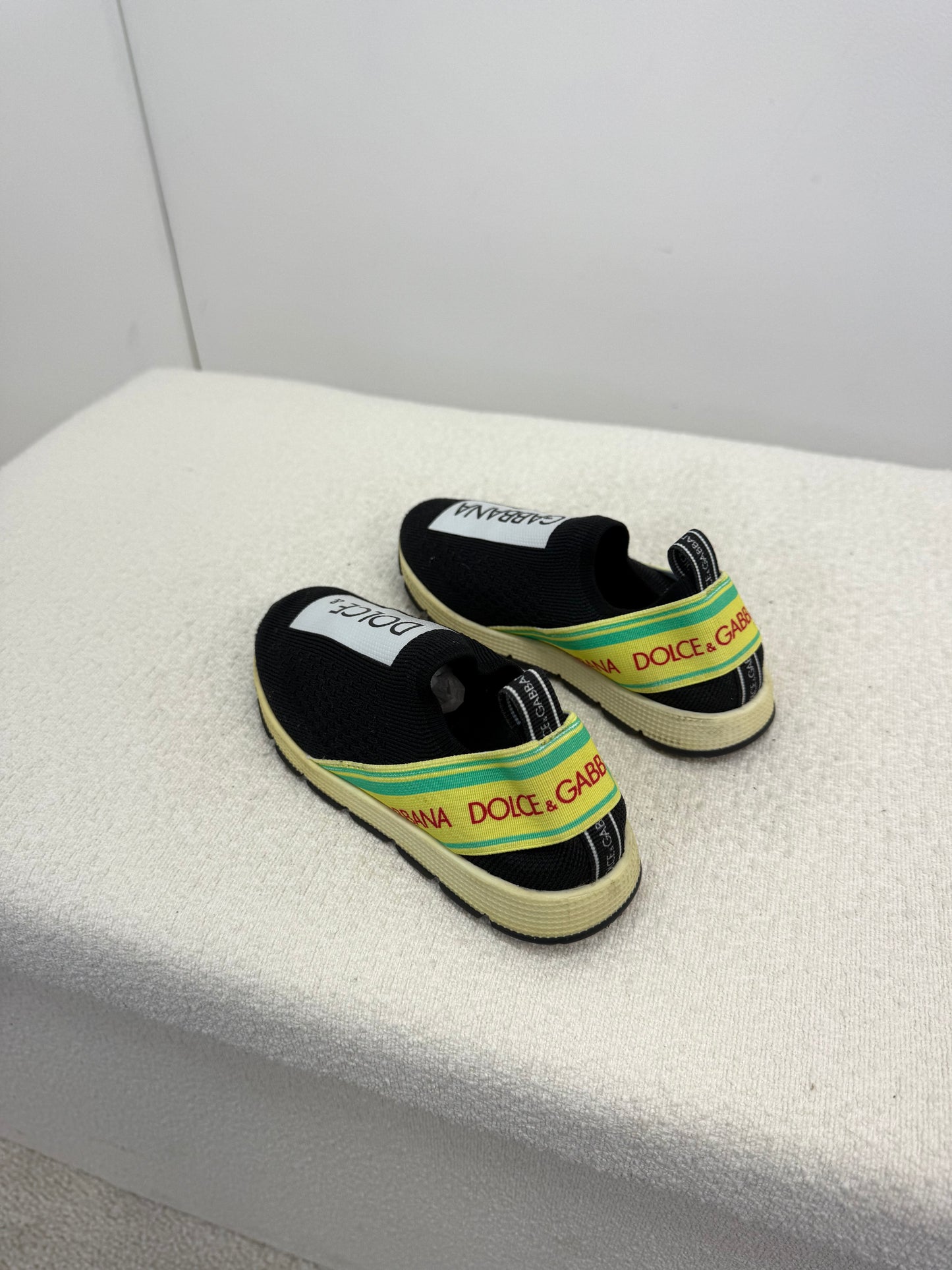 Kids Dolce & Gabbana Black,Yellow & Green Tape Logo Trainer - EU 26