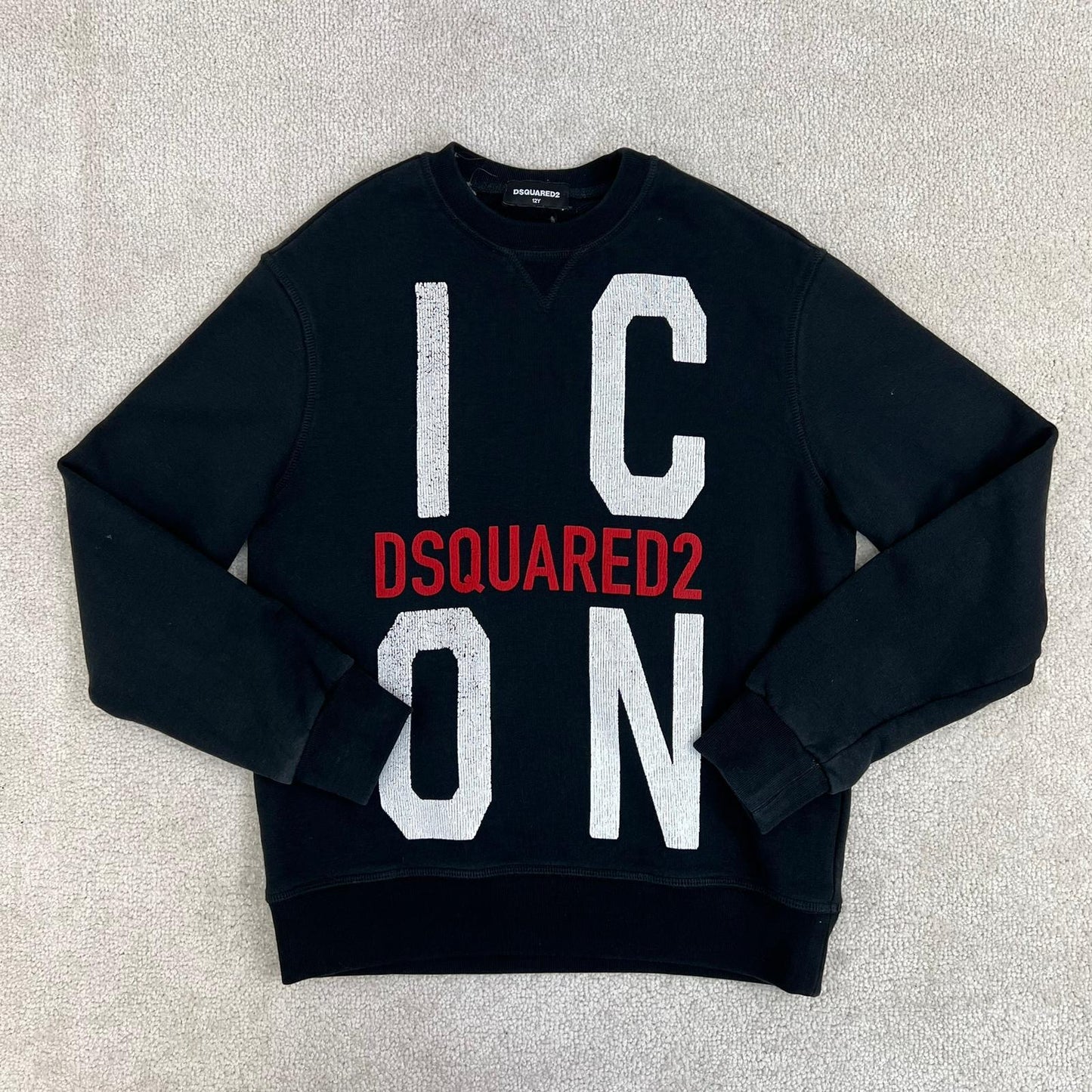 Kids Dsquared2 dsqd2 black and red crew neck jumper - Age 12
