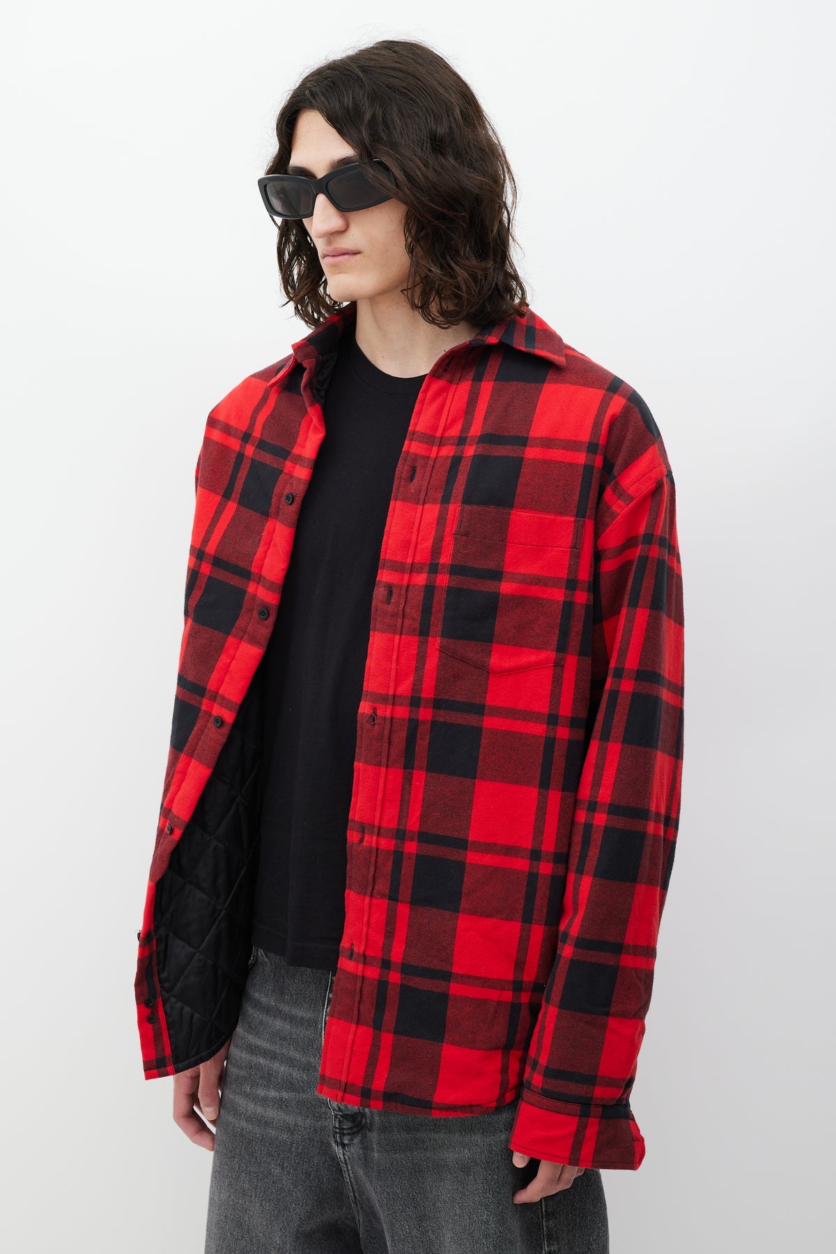 Balenciaga Unisex Red Padded Shacket - Small Oversize