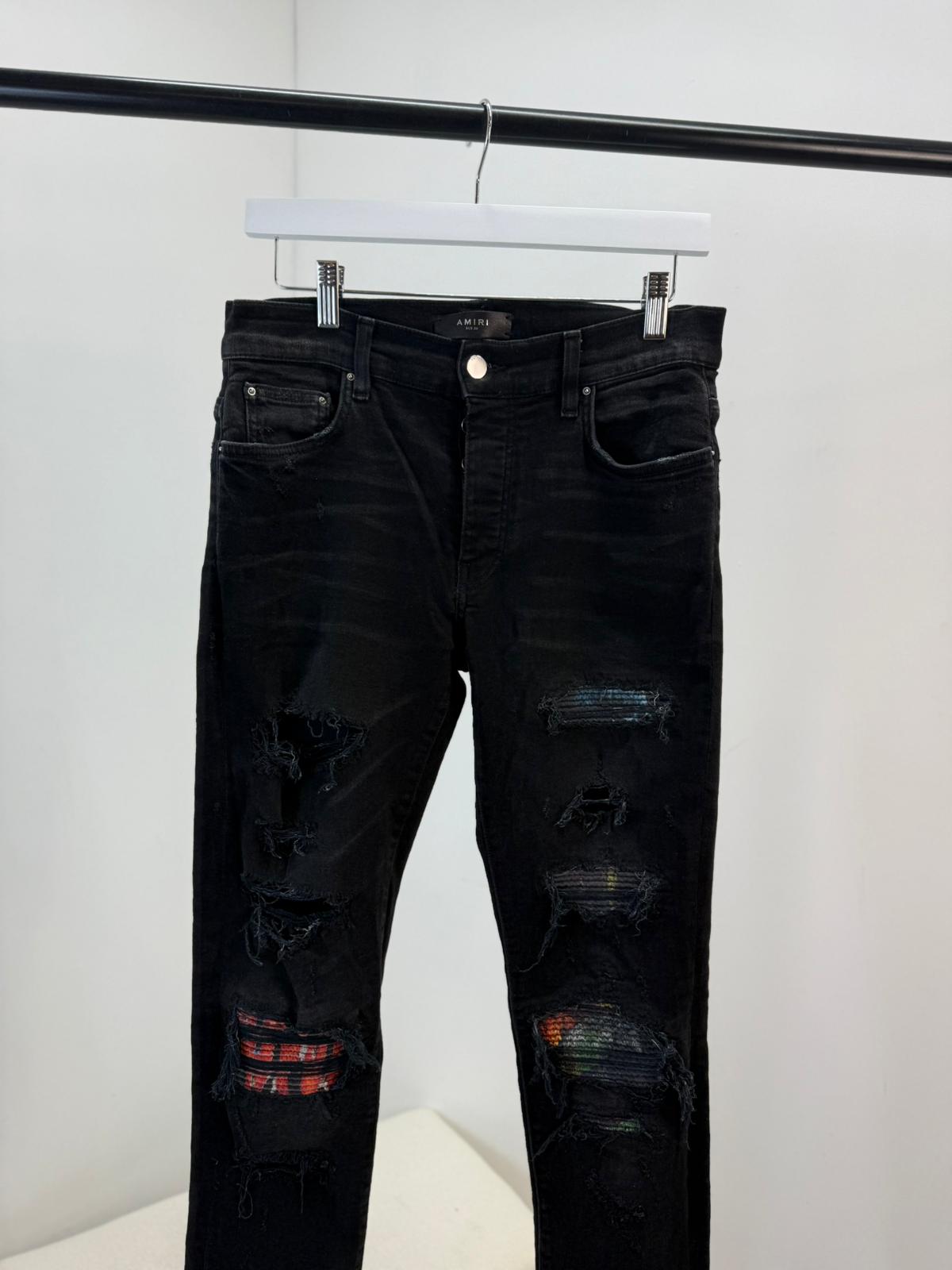 Amiri Black Pink Blue MX1 Ripped Jeans -30