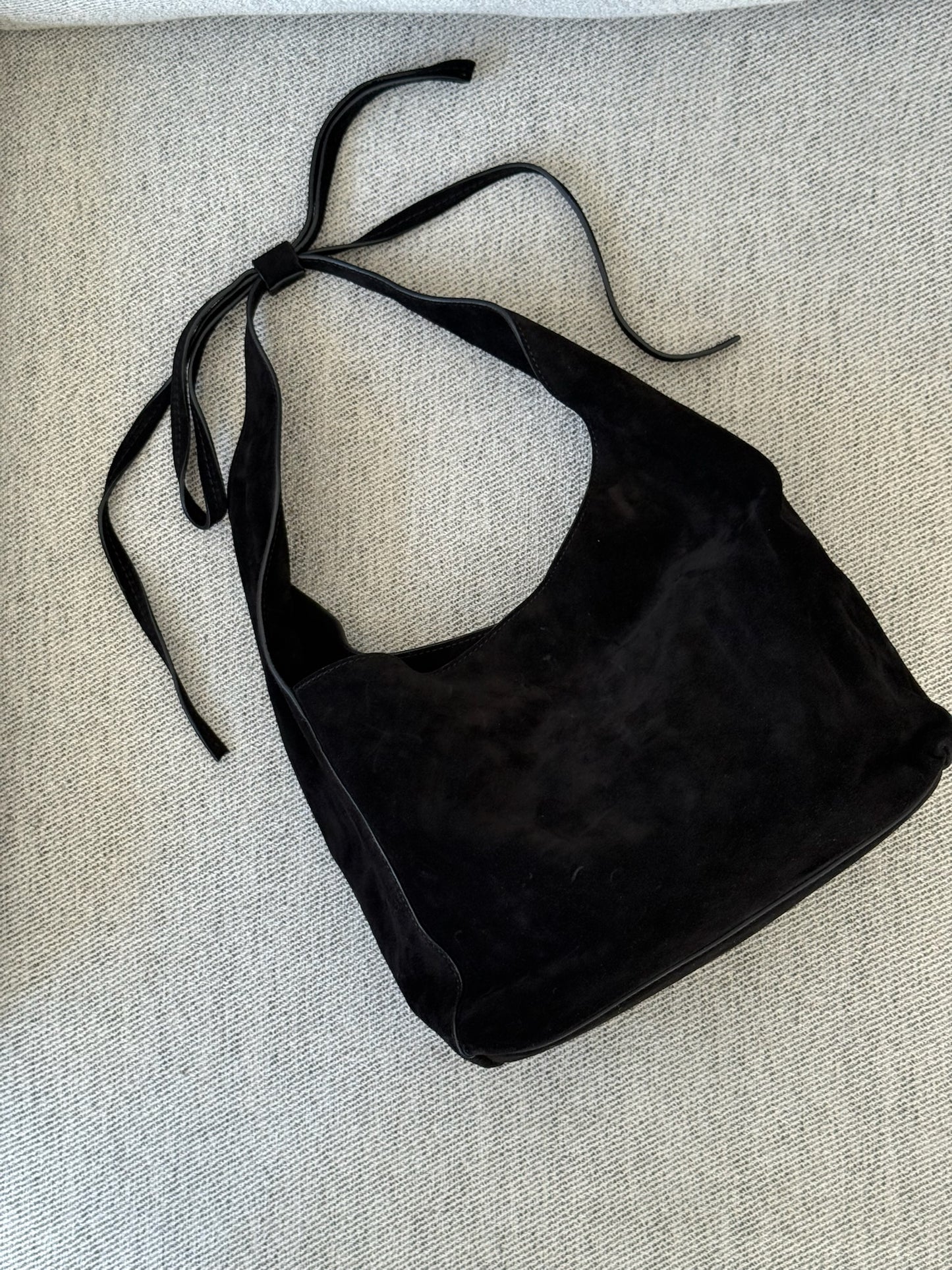 Reformation Small Vittoria Tote in Black Suede