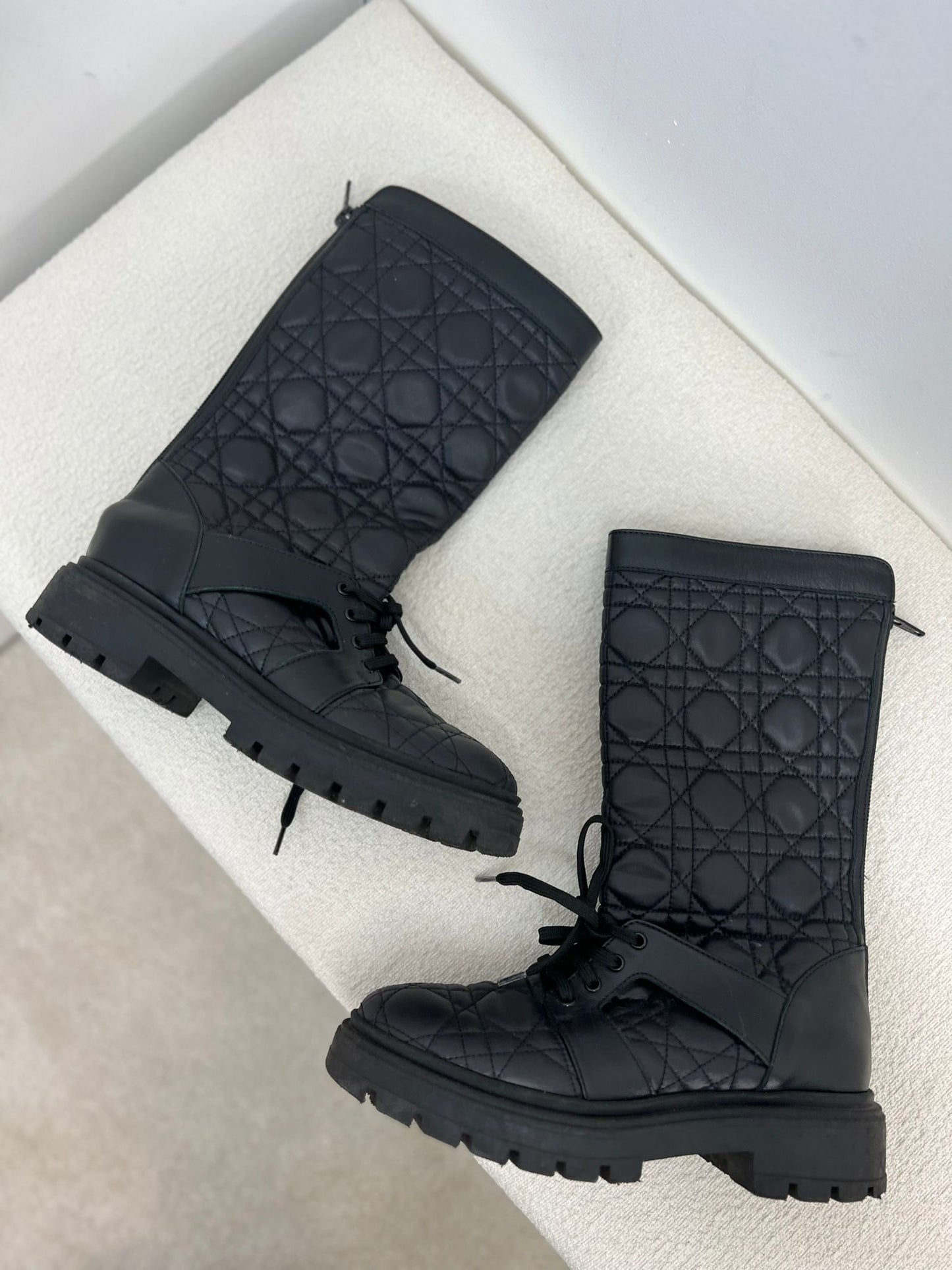 Kids Dior Black Cannage Technical Fabric Boots- Eu 33/ UK 1