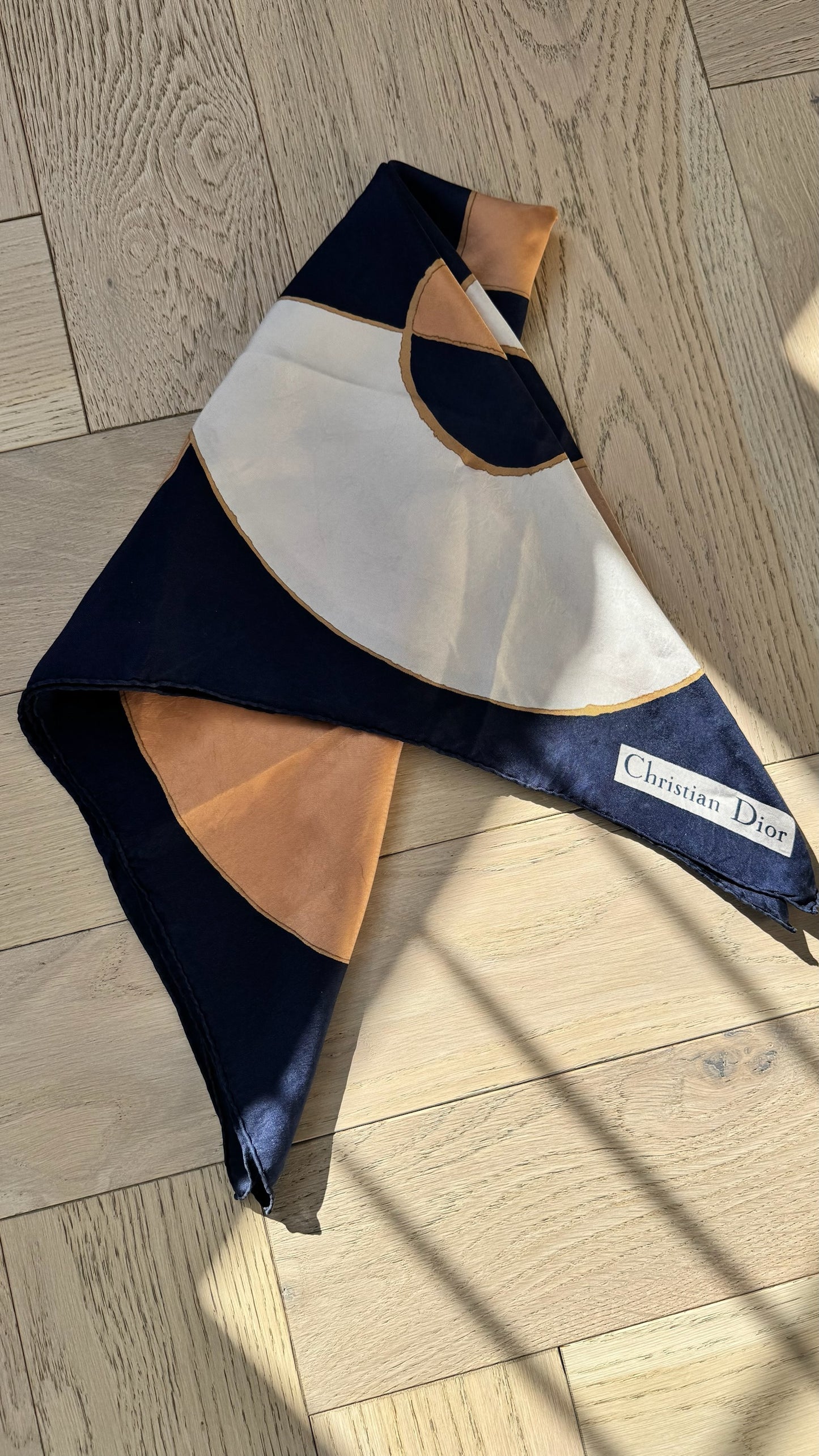 Christian Dior Navy Orange Silk Scarf – 90 x 90 cm