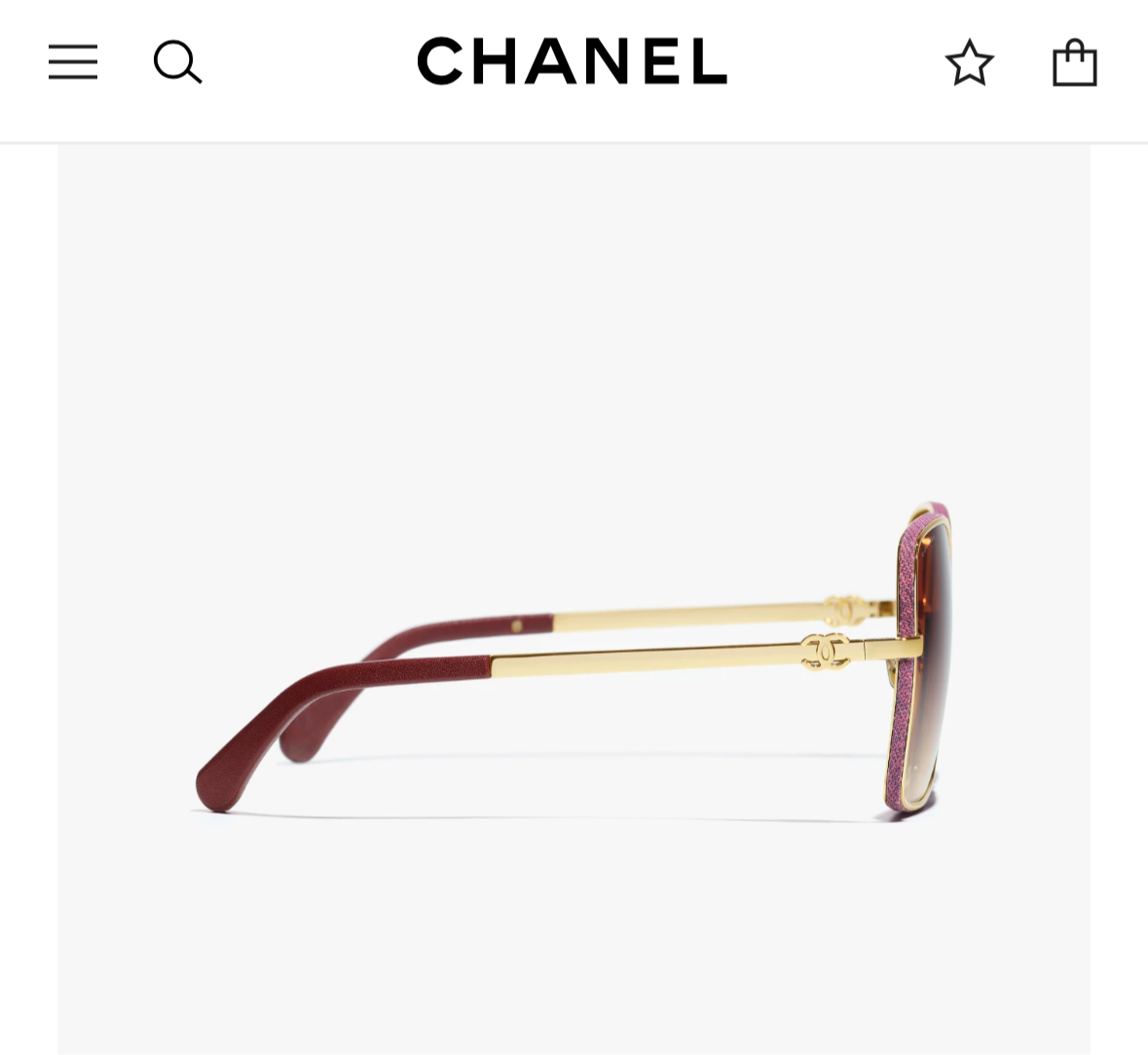 Chanel Square CC Metal, Calfskin
Gold Sunglass