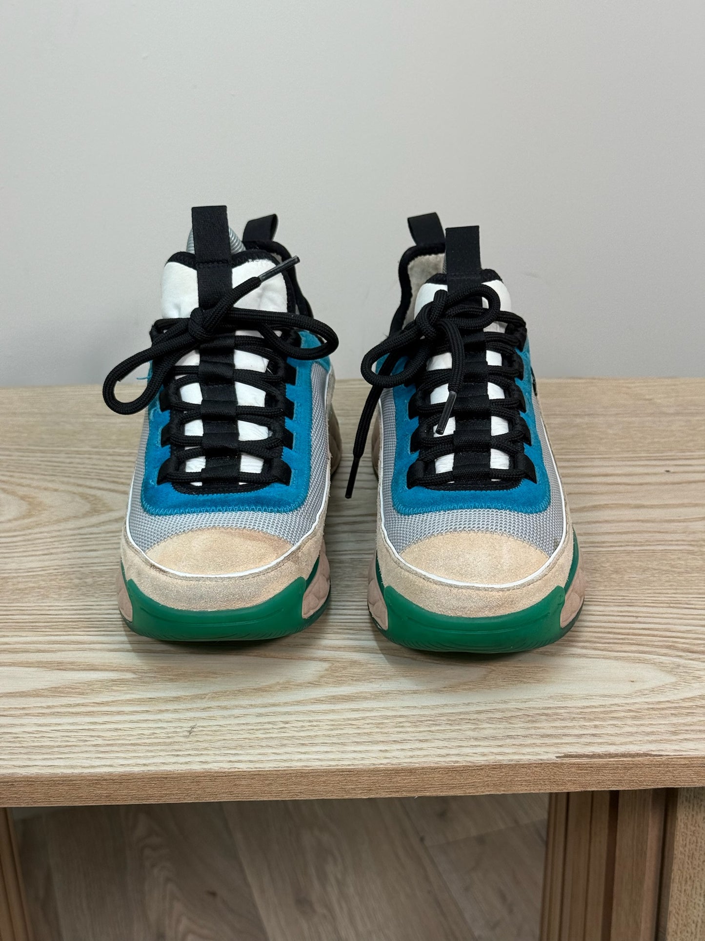 Chanel White Blue Green Trainers - UK 5