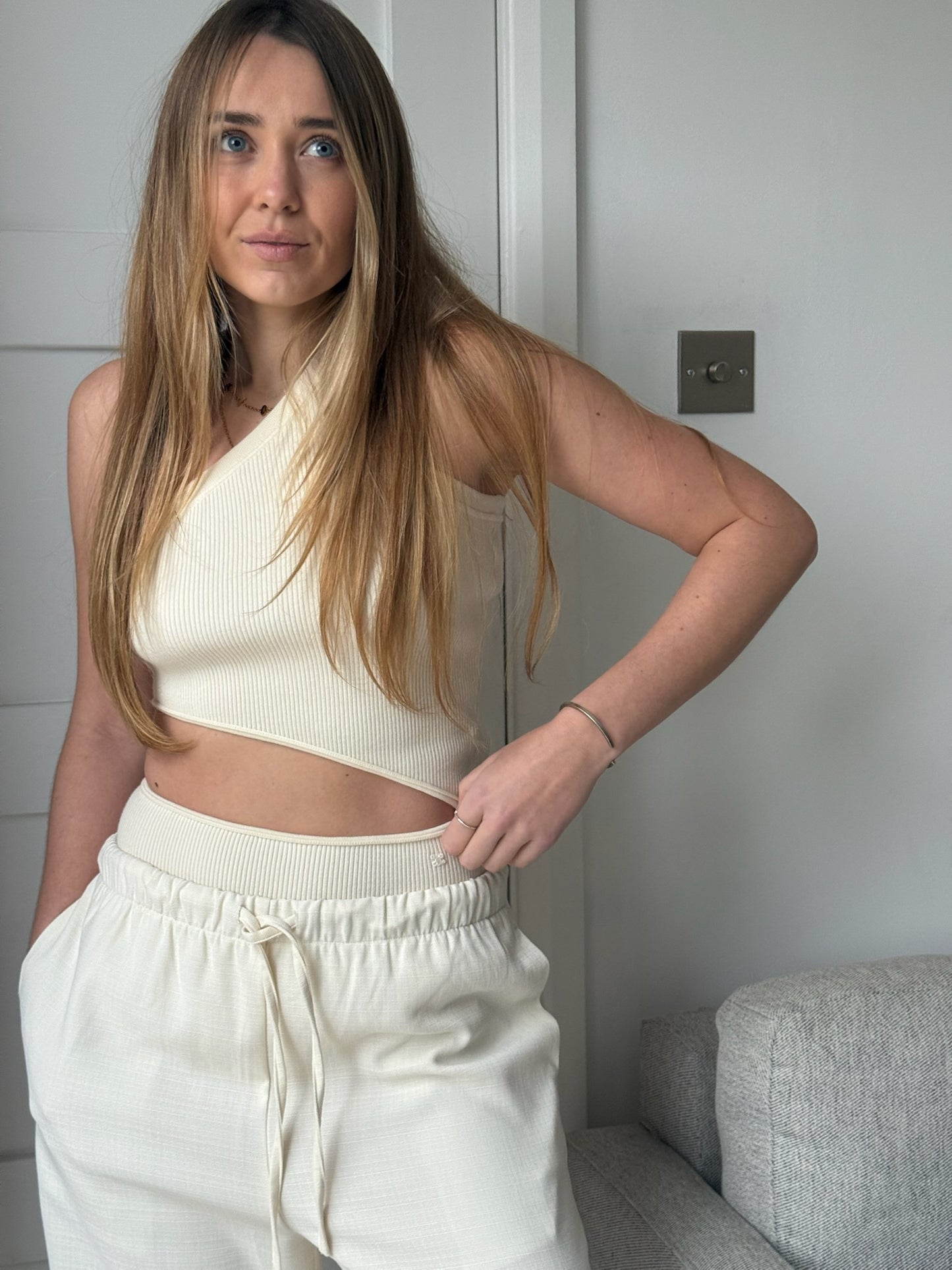 Celine Ribbed One-Shoulder Cut-Out Bodysuit - New In Tags Medium