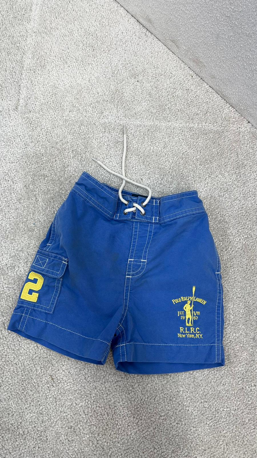 Kids Ralph Lauren Blue Yellow logo Swimshorts - Age 9M