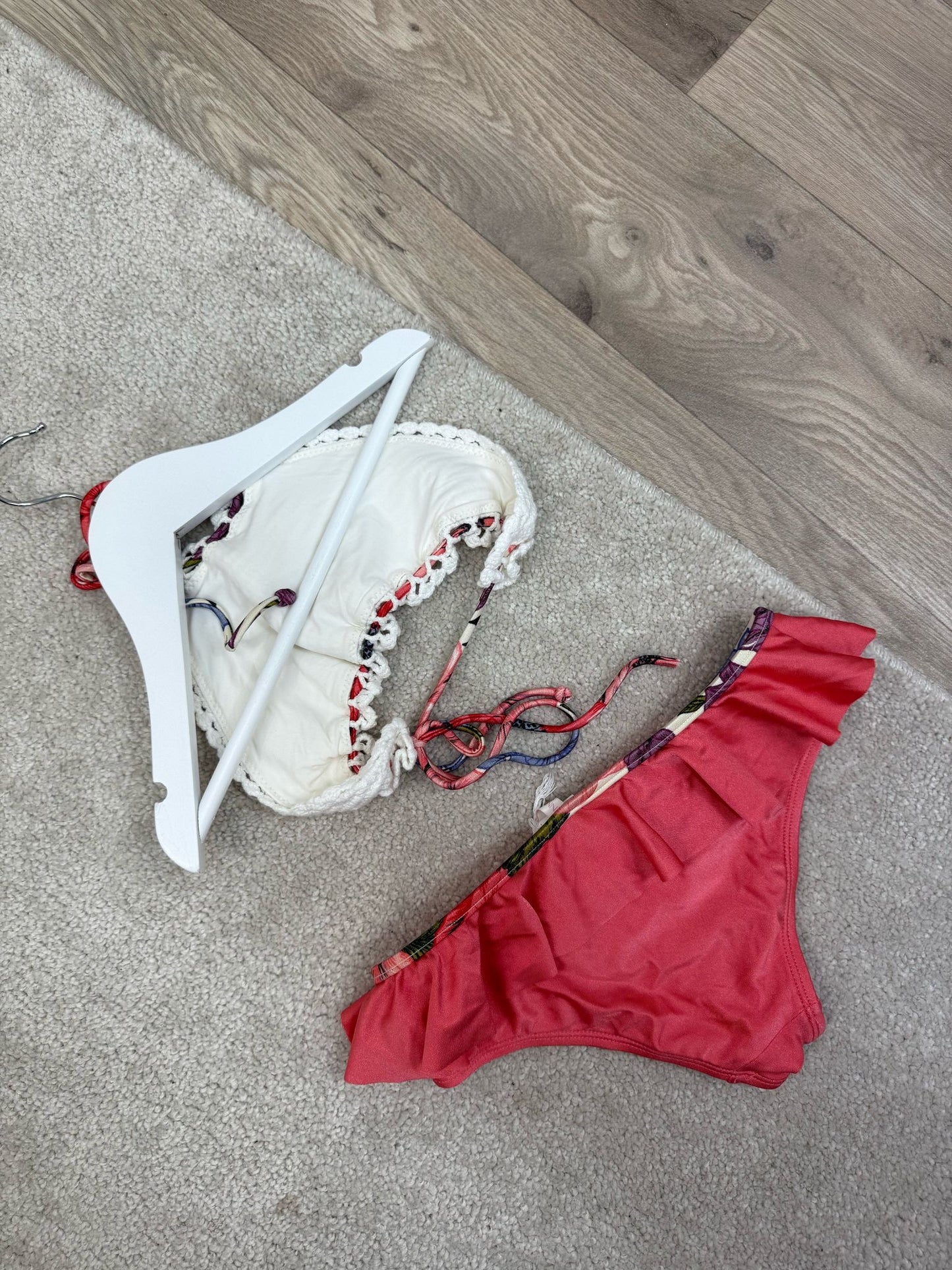 Kids Zimmermann White Top Dusk Orange Bottom Bikini- Age 8
