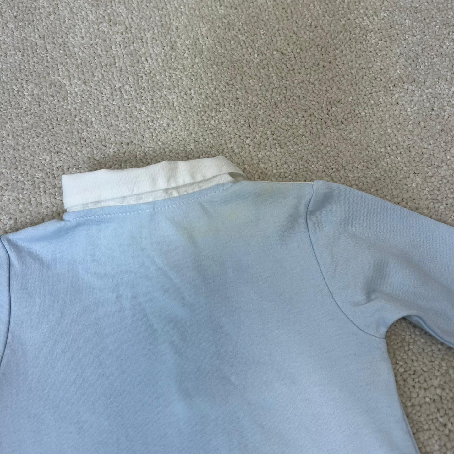 Kids laranjnha Baby Blue & White Polo Detail Sleepsuit - 3M