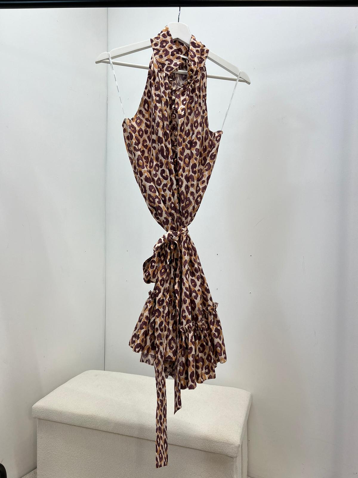 Zimmermann Nude And Burgundy Silk Swing Mini Dress (uk8/New In Tags)