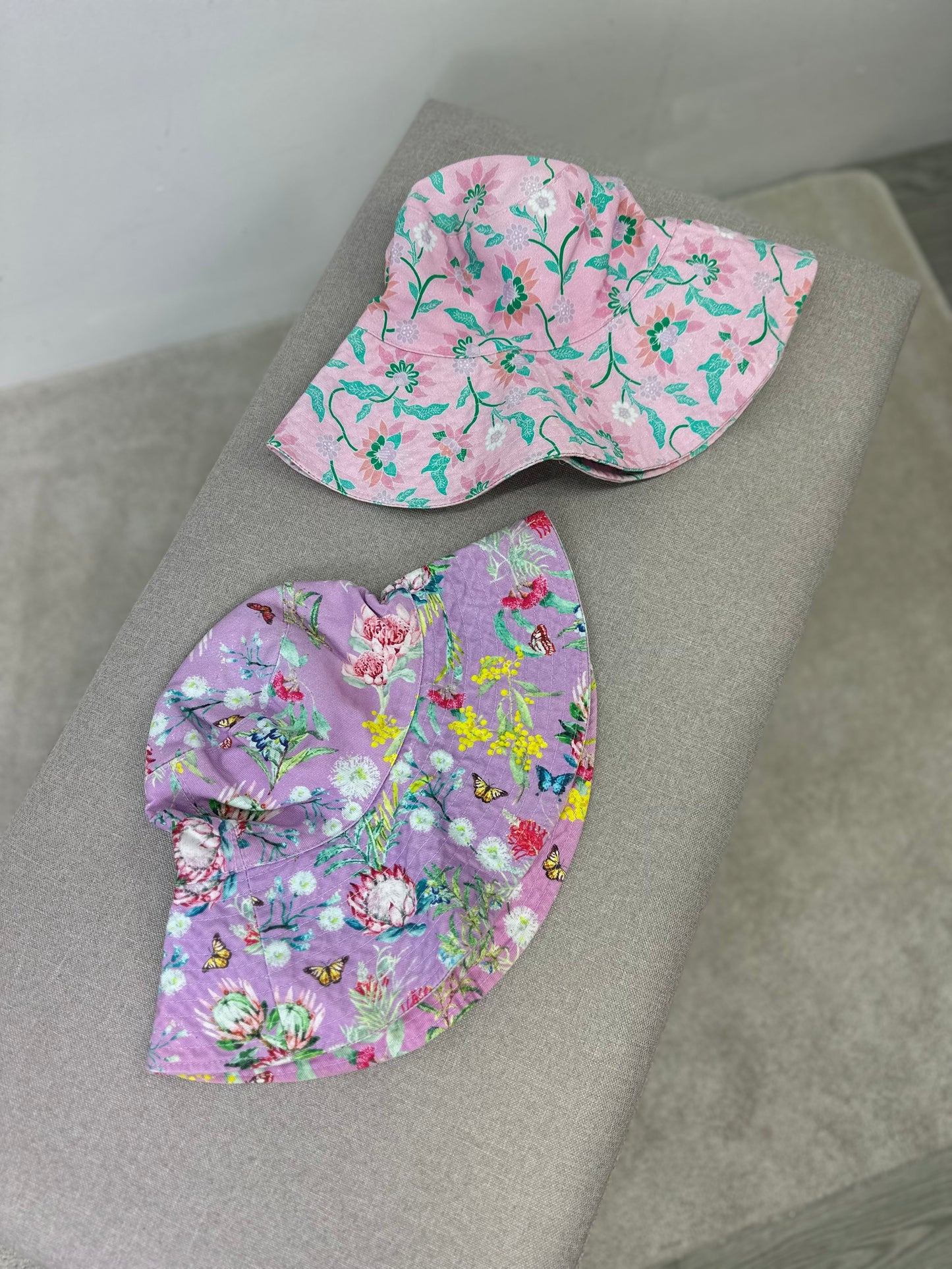 Kids Olga Valentine Floral Purple & Pink Two Sun Hats
