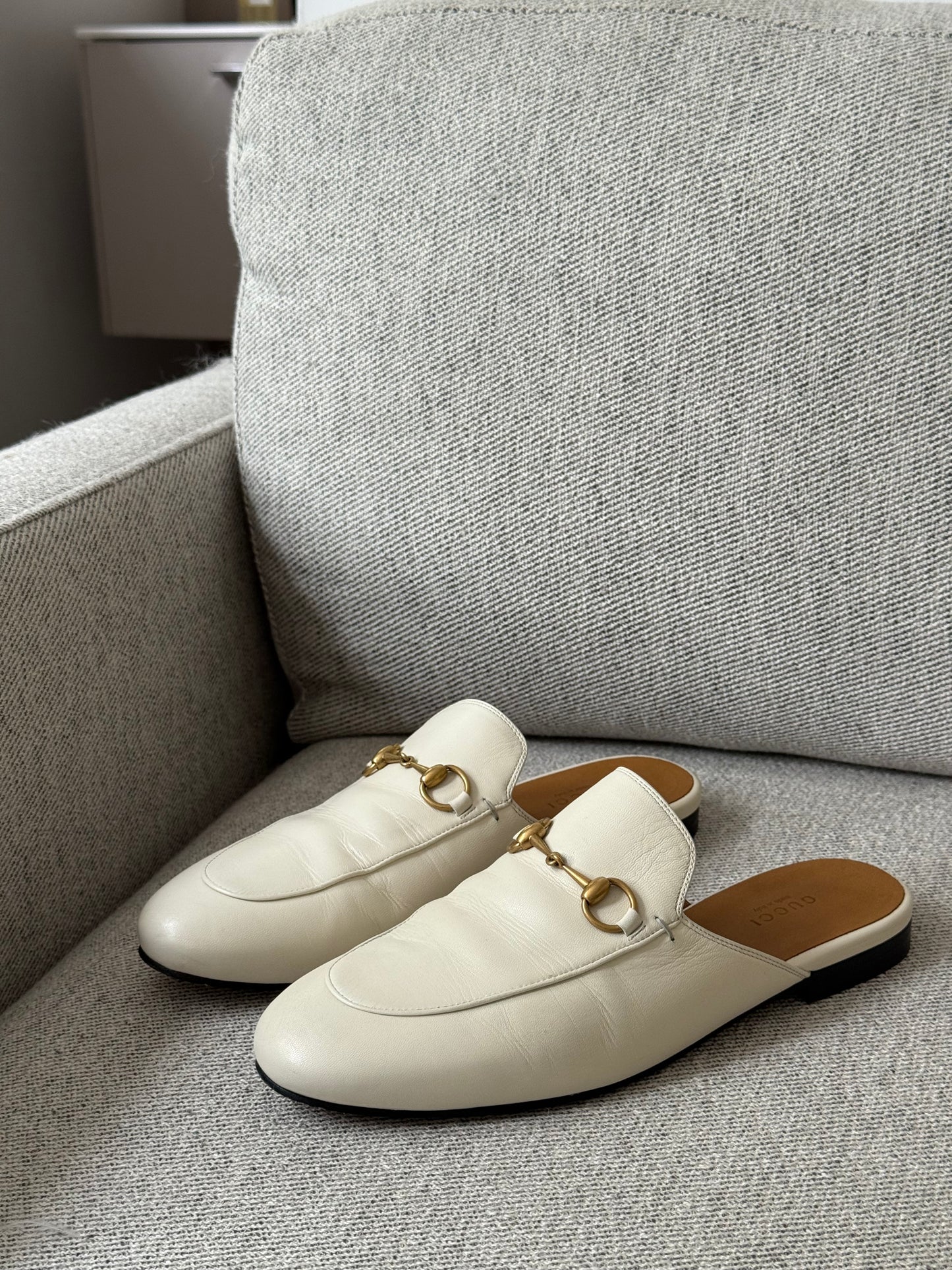Gucci Cream Princetown Slider -UK 5.5