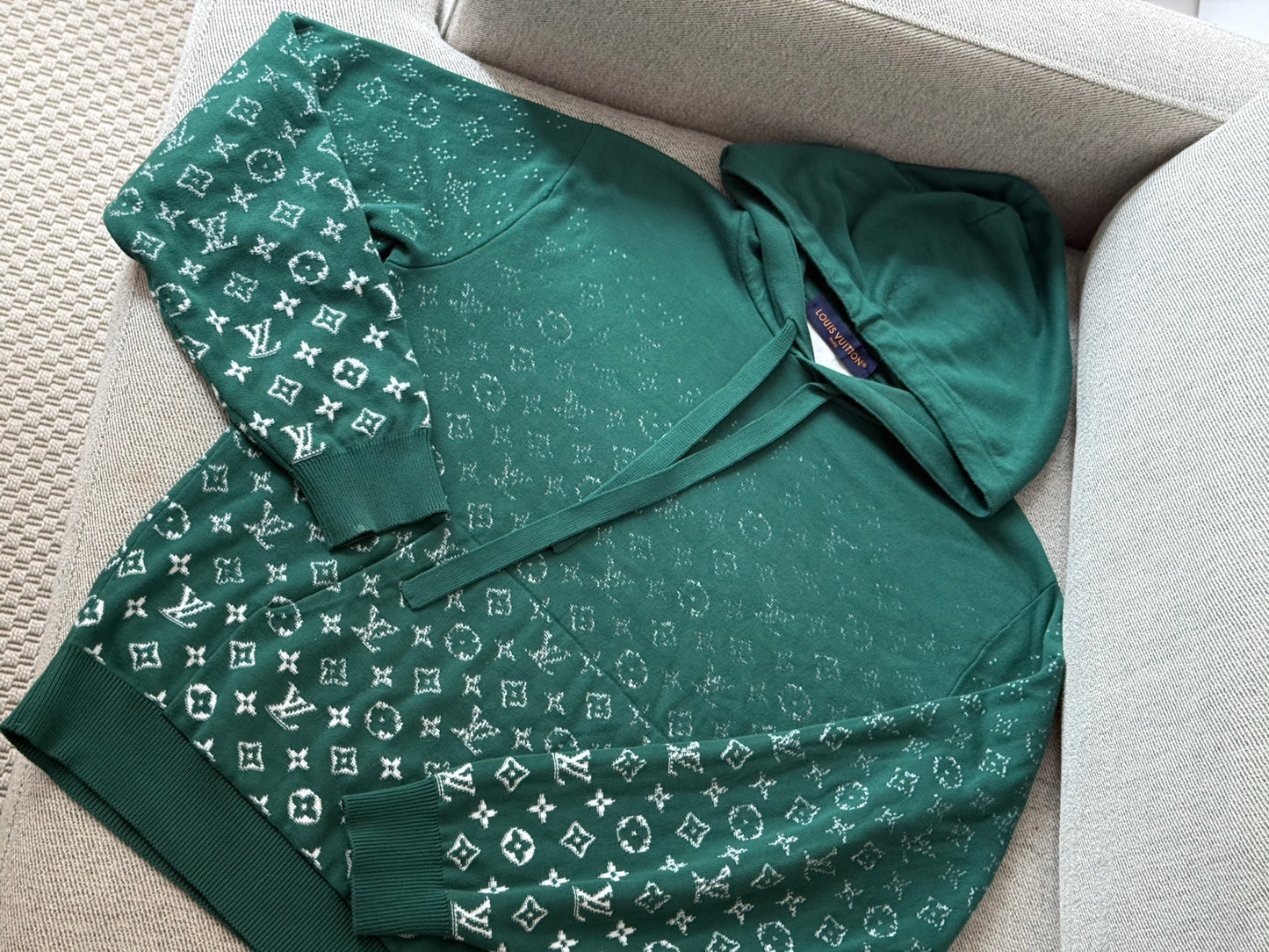 Louis Vuitton Green Gradient Cotton Monogram Hoodie-Small
