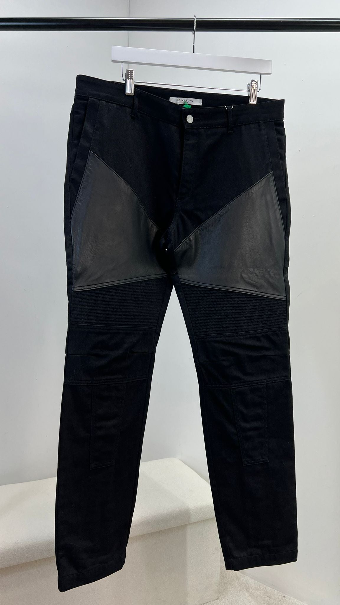 Givenchy Black Panel Biker Leather Styled Jeans JL4 - Label 36