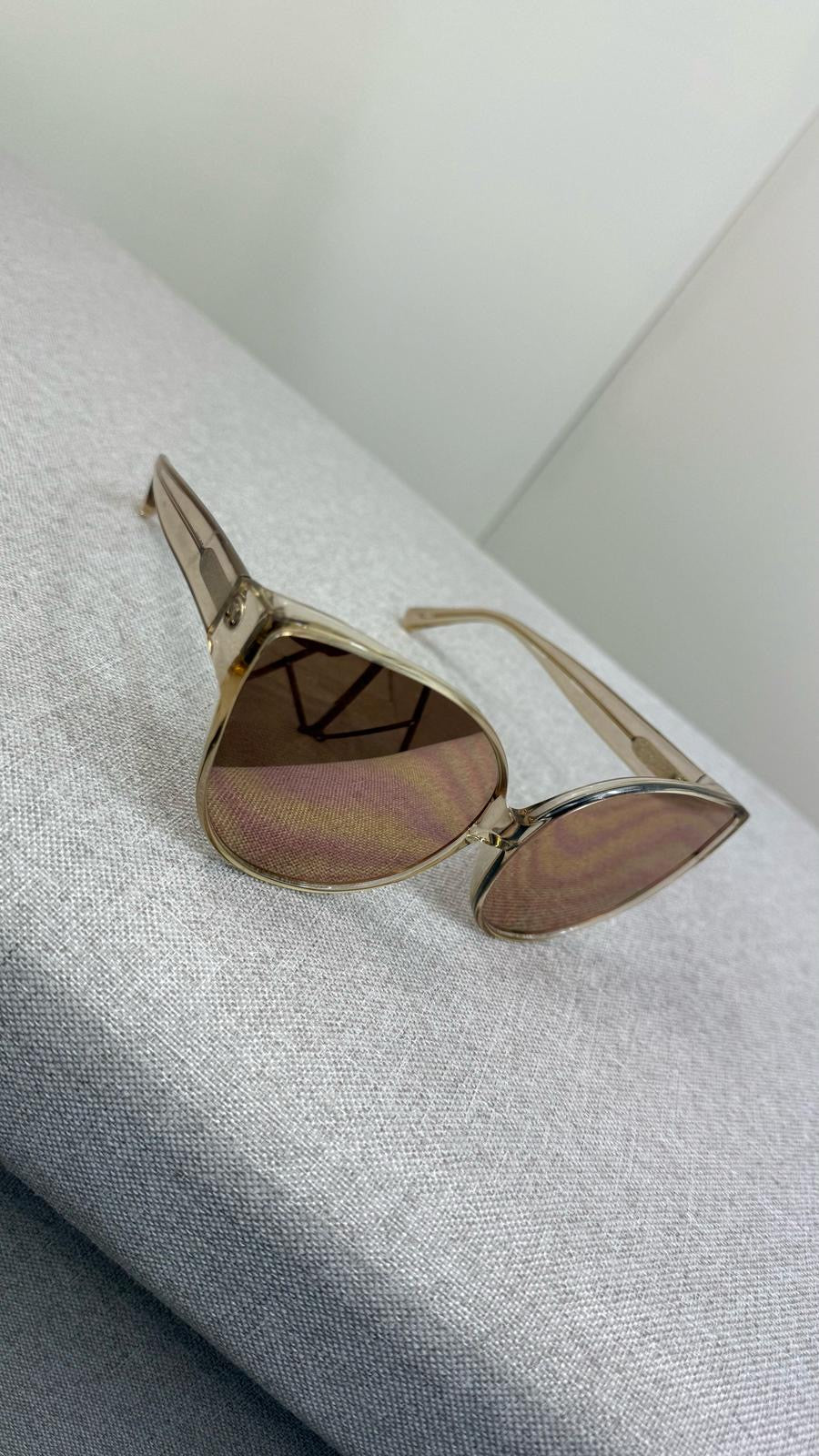 Linda Farrow Gold Cateye Oversize Sunglass’s