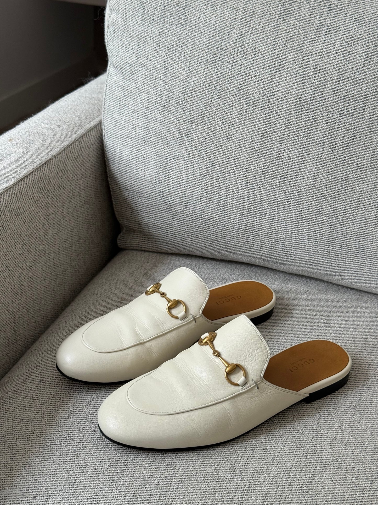 Gucci Cream Princetown Slider -UK 5.5
