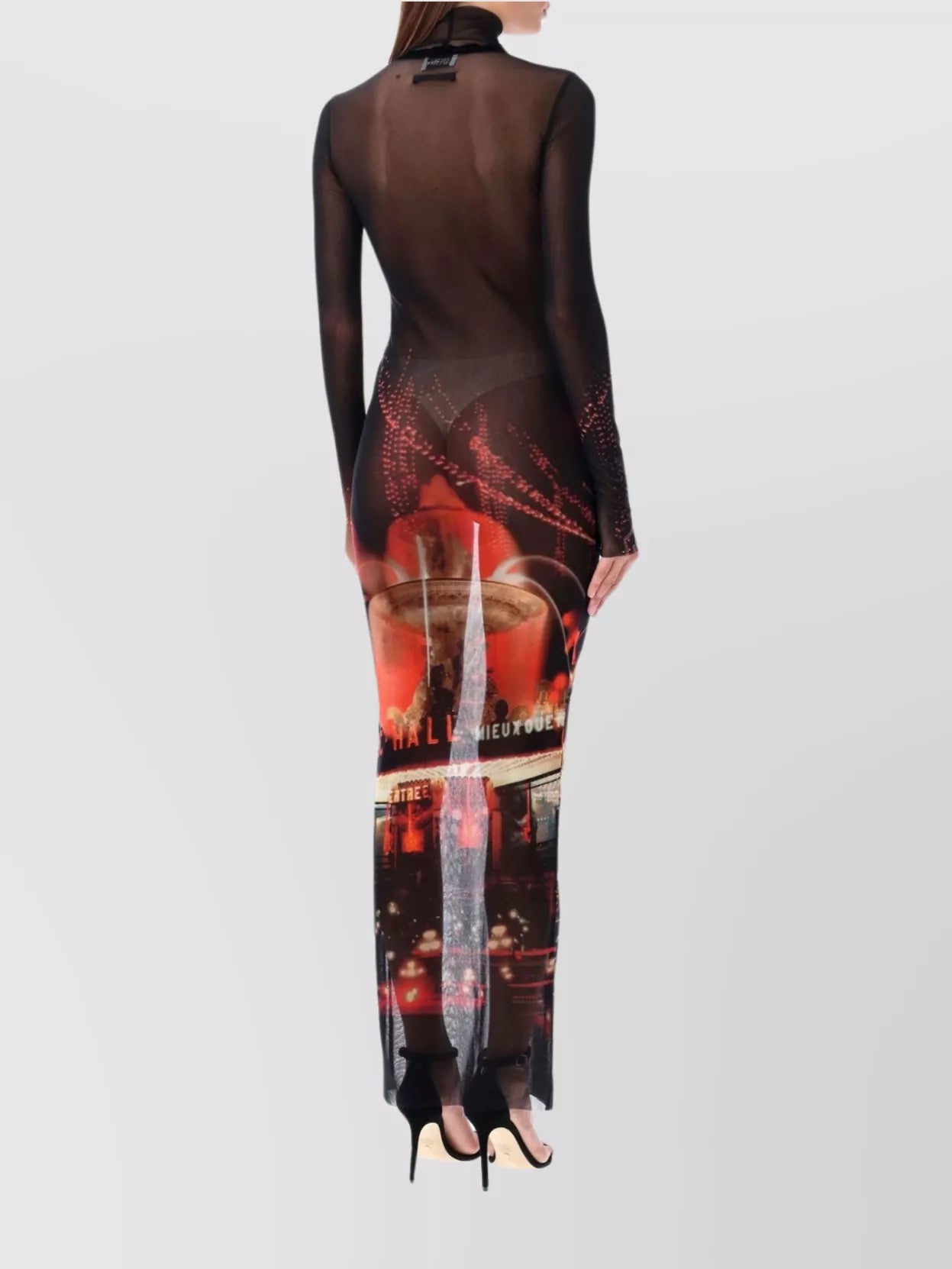 Jean Paul Gaultier Pigalle-print tulle maxi dress - Medium