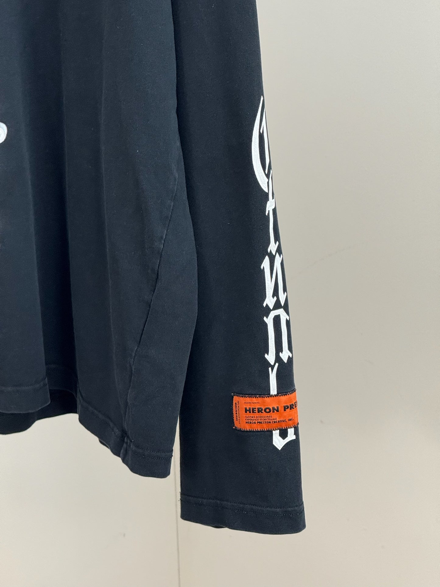 Heron Preston Black Longsleeve Skull Fire T-Shirt-Large