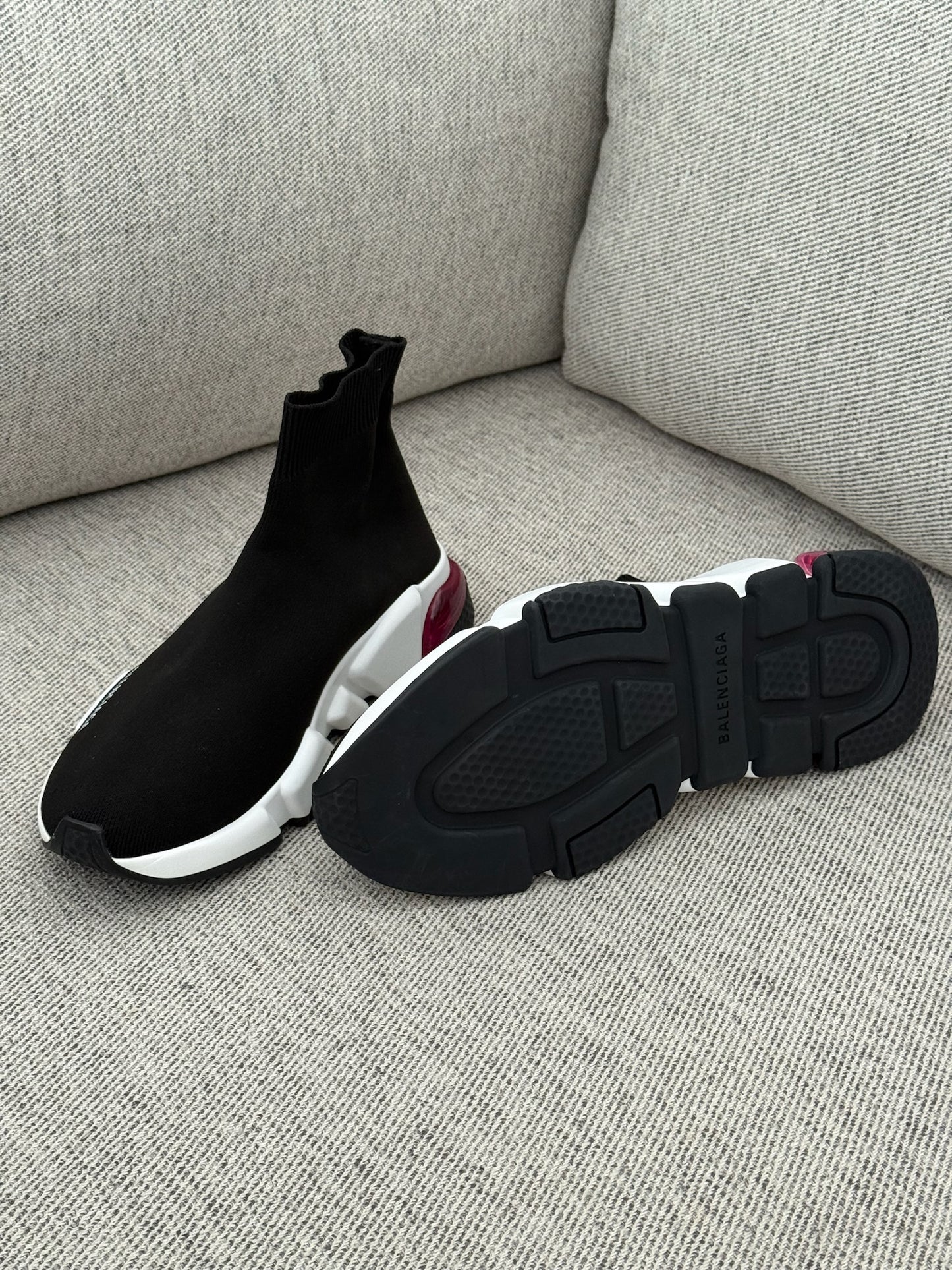 Balenciaga Black White Pink Speed Trainers- UK 5