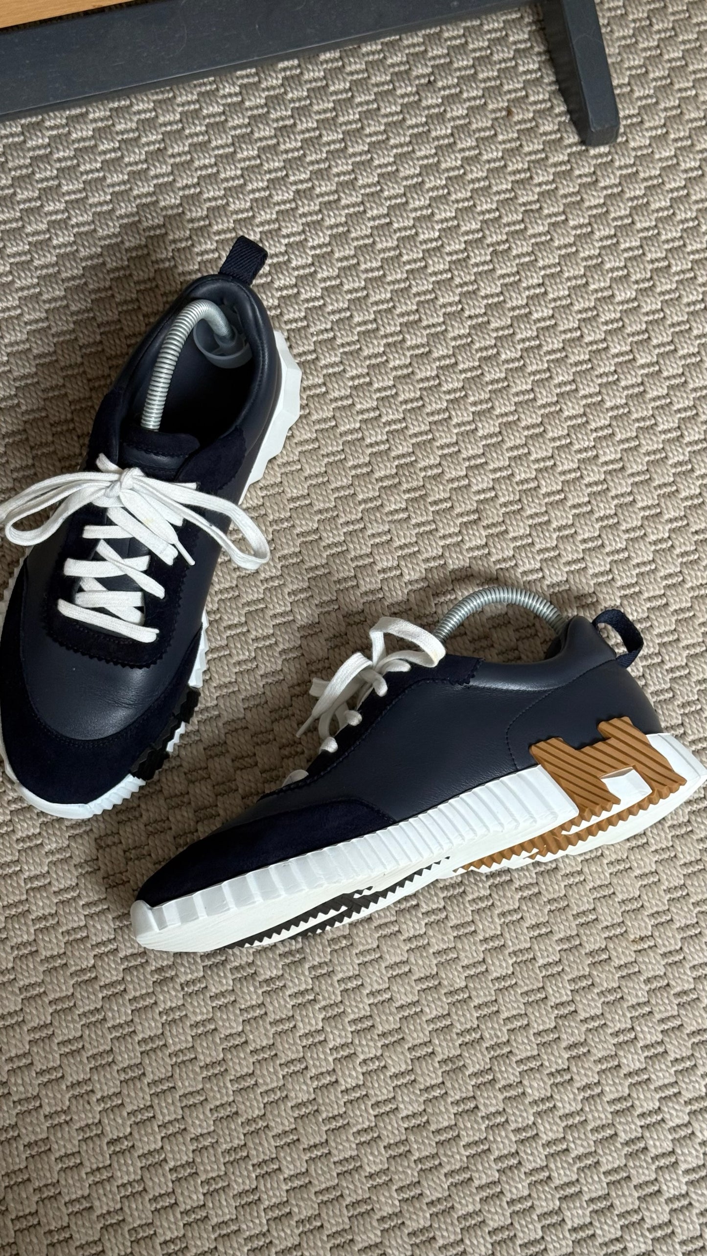 Hermes Navy Gold Bounce Trainers - 40/UK 6
