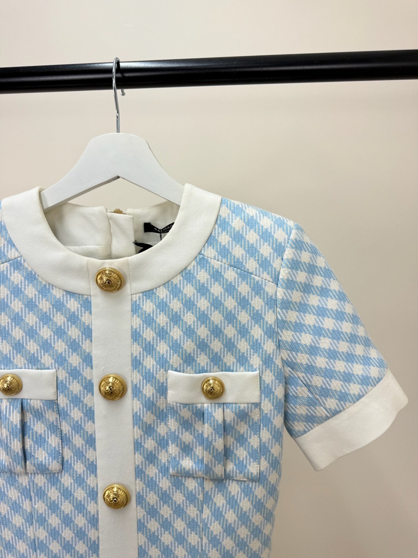 Balmain Blue White Checked Dress -UK 6/34