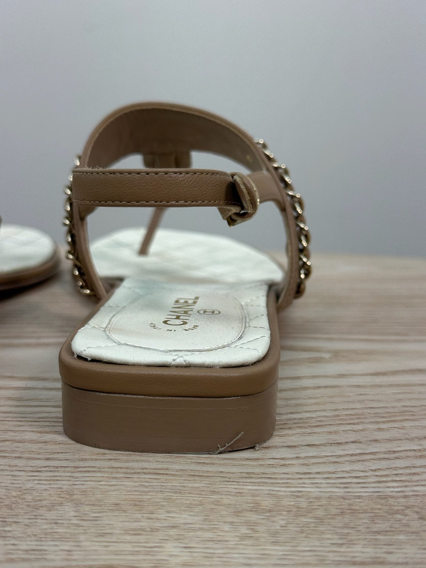 Chanel CC Thong Nude Chain Sandle - UK 7