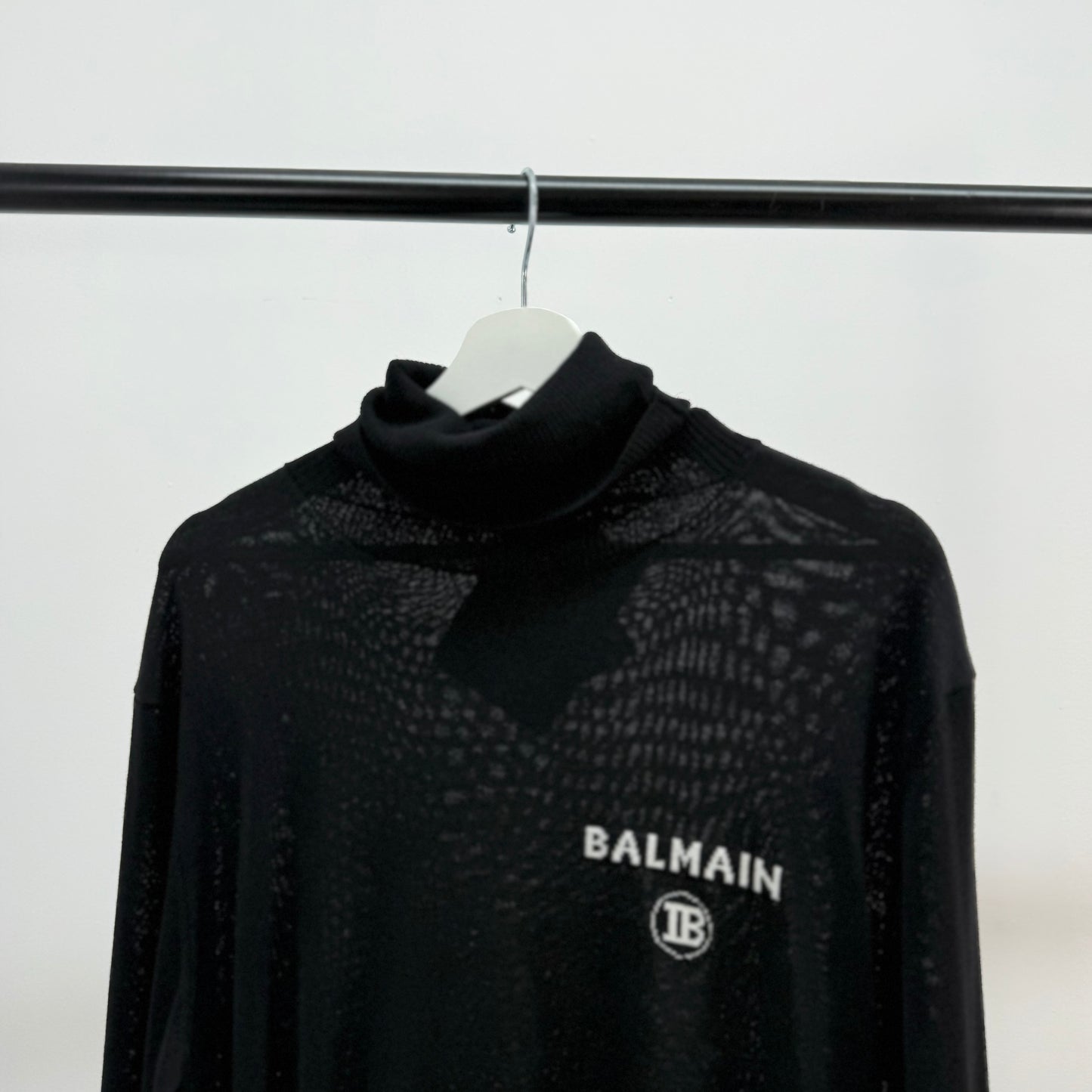 Balmain Black Logo Turtle Neck, Side Zip Up Jumper- Brand New In Tags, Medium
