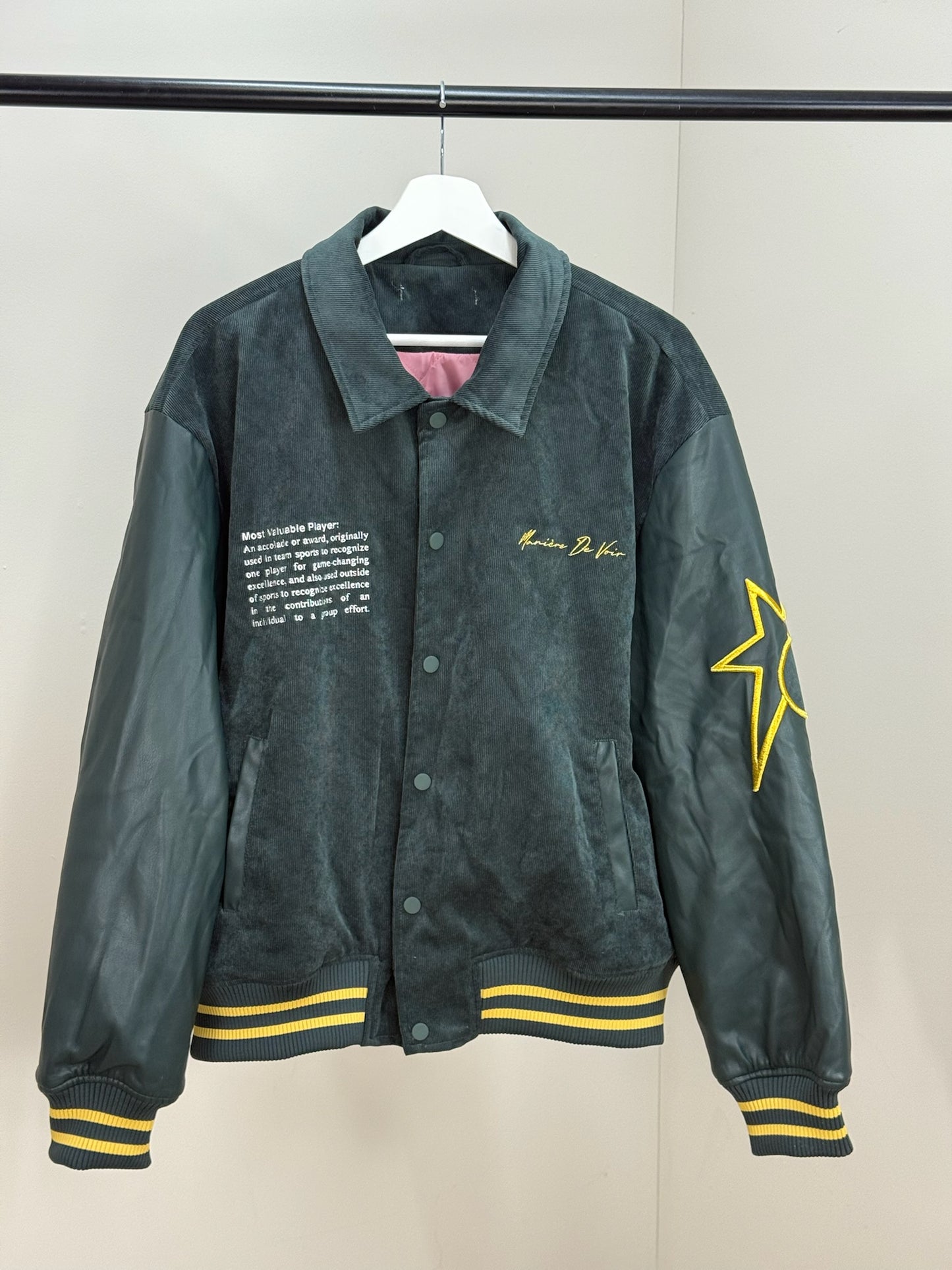 Manière De Voir MVP Green Yellow Bomber Jacket - Large