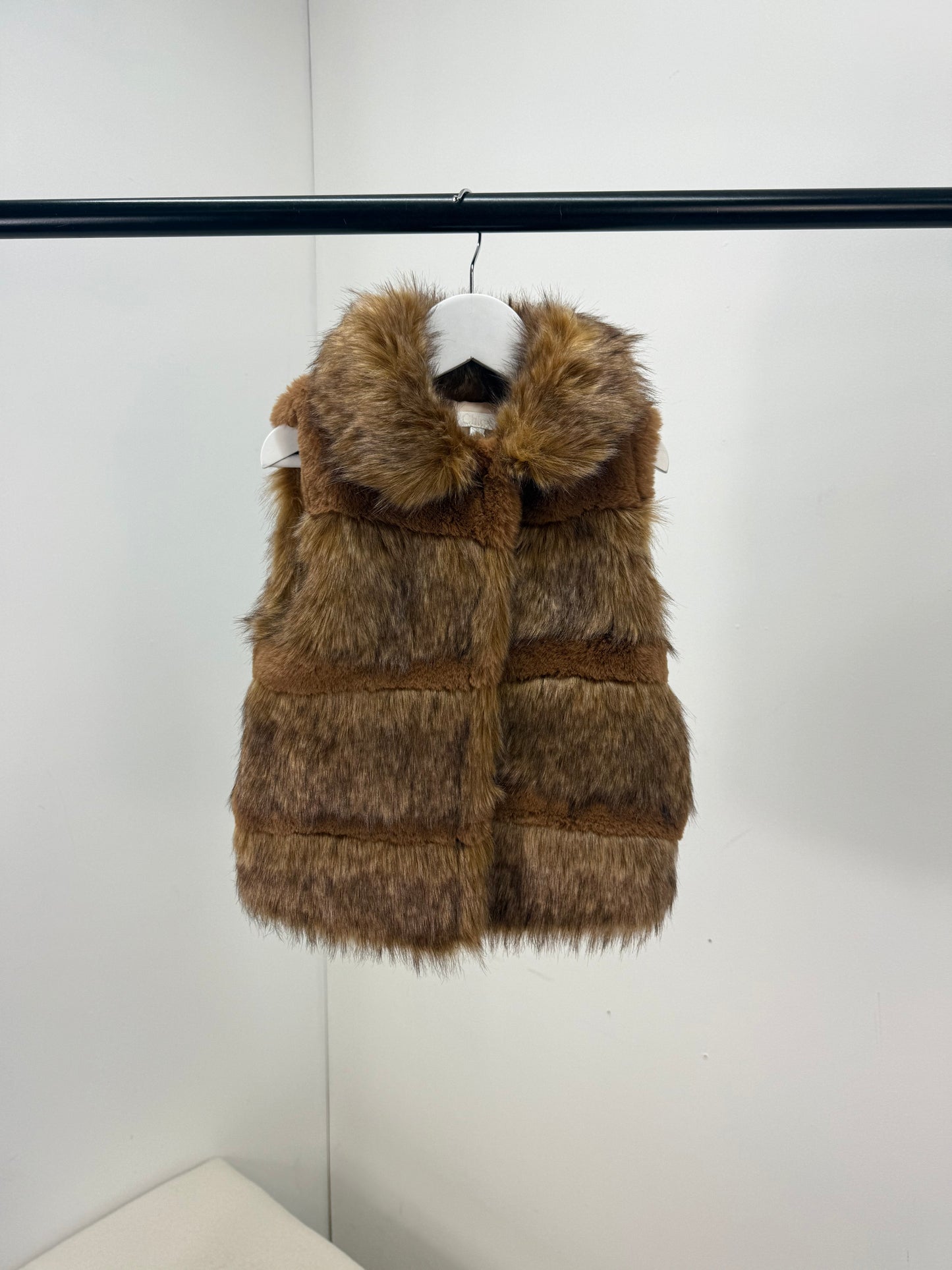 Kids Chloe Faux Furr Brown Gillet - Age 5