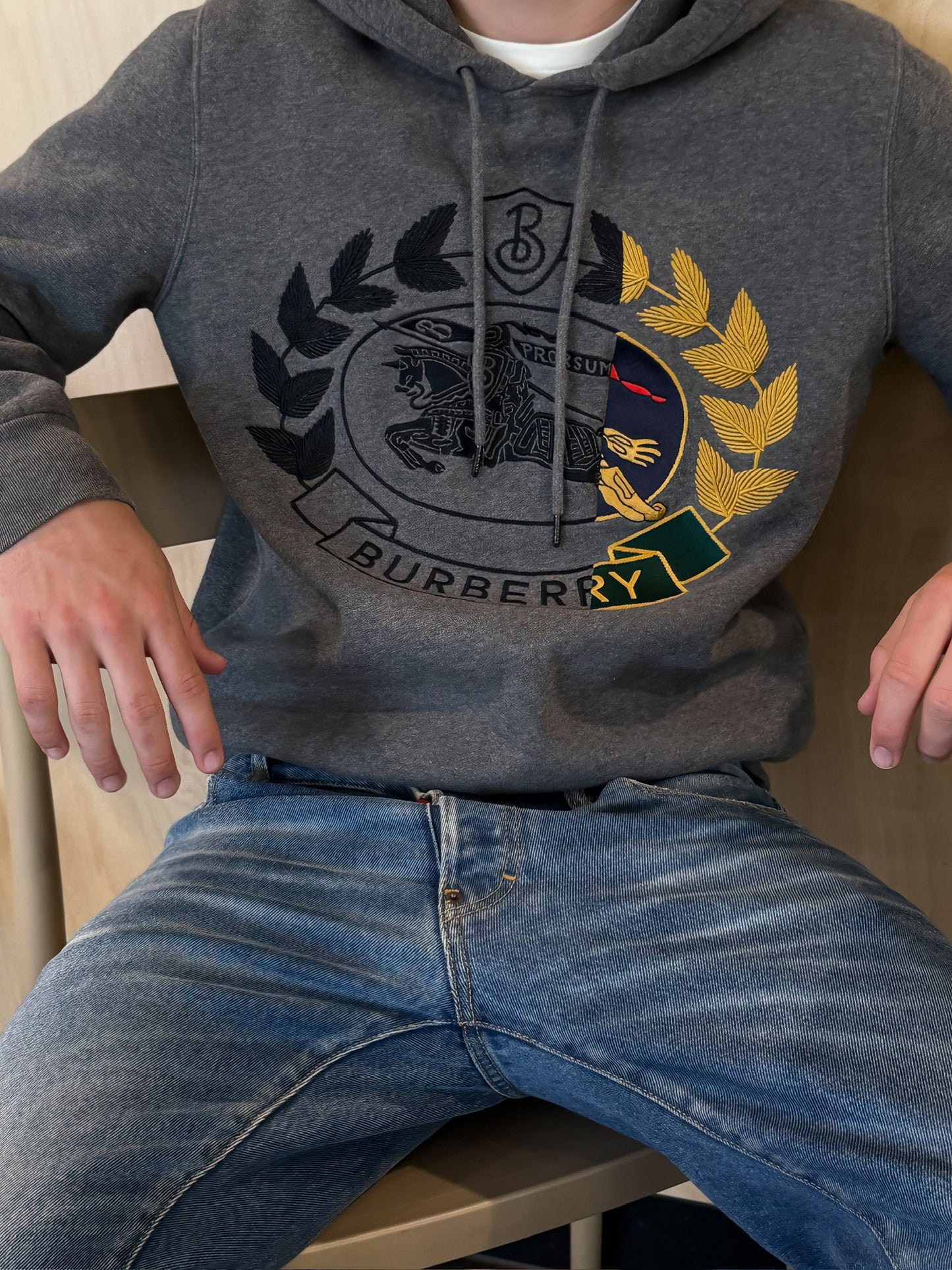 Burberry Grey Melange Hoodie - Medium