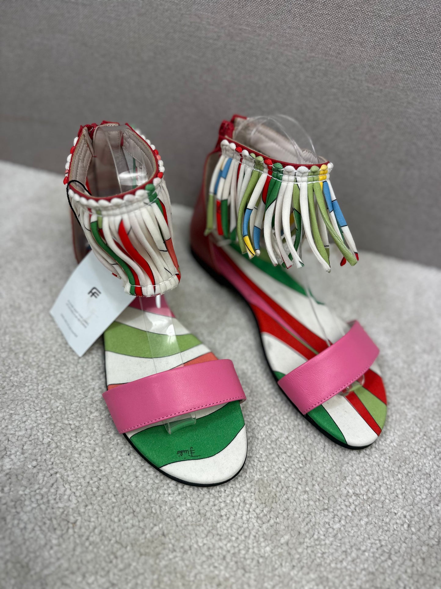 Pucci Womens Multi Print Tassle Sandals - UK 4
