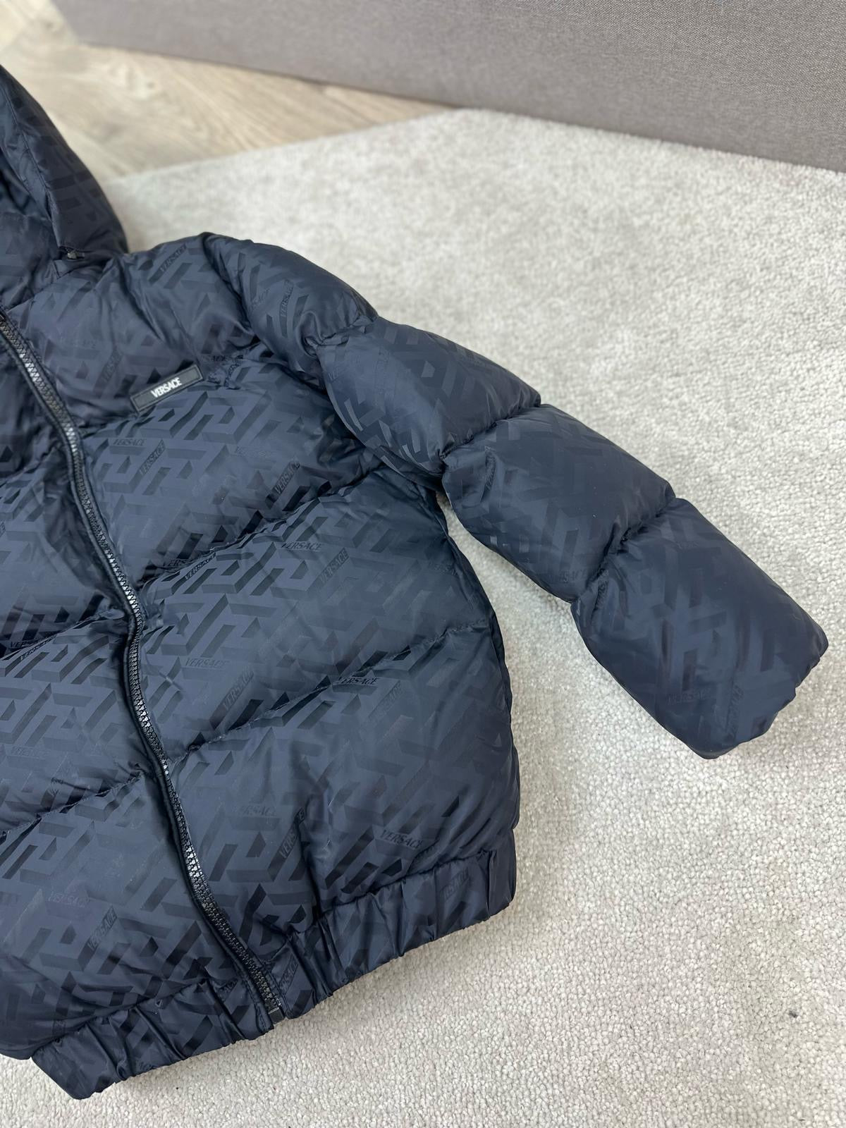 Versace Kids Navy Padded La Greca Coat Age 8