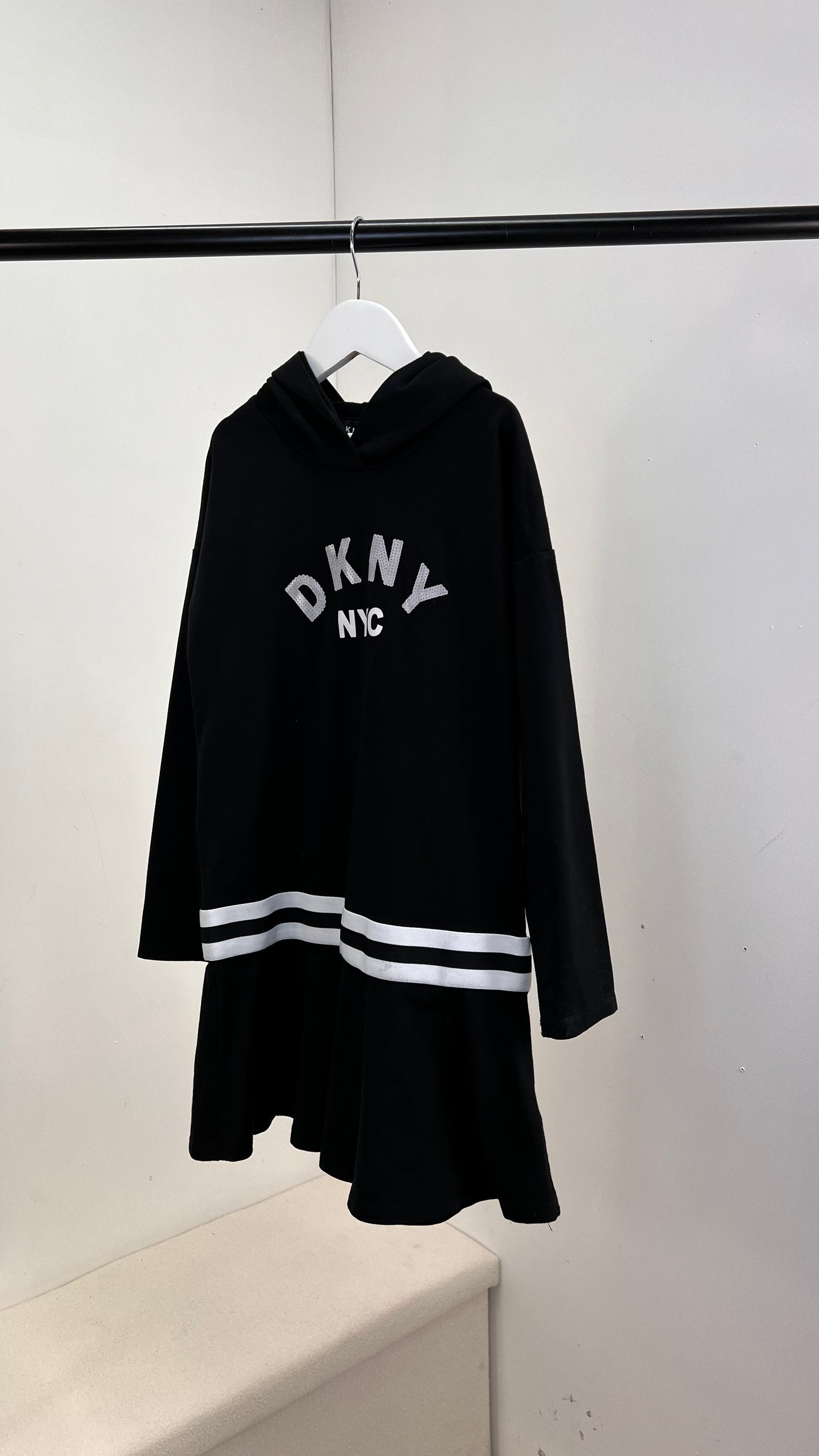 Kids DKNY Black & White Logo Jumper Dress - Age 8