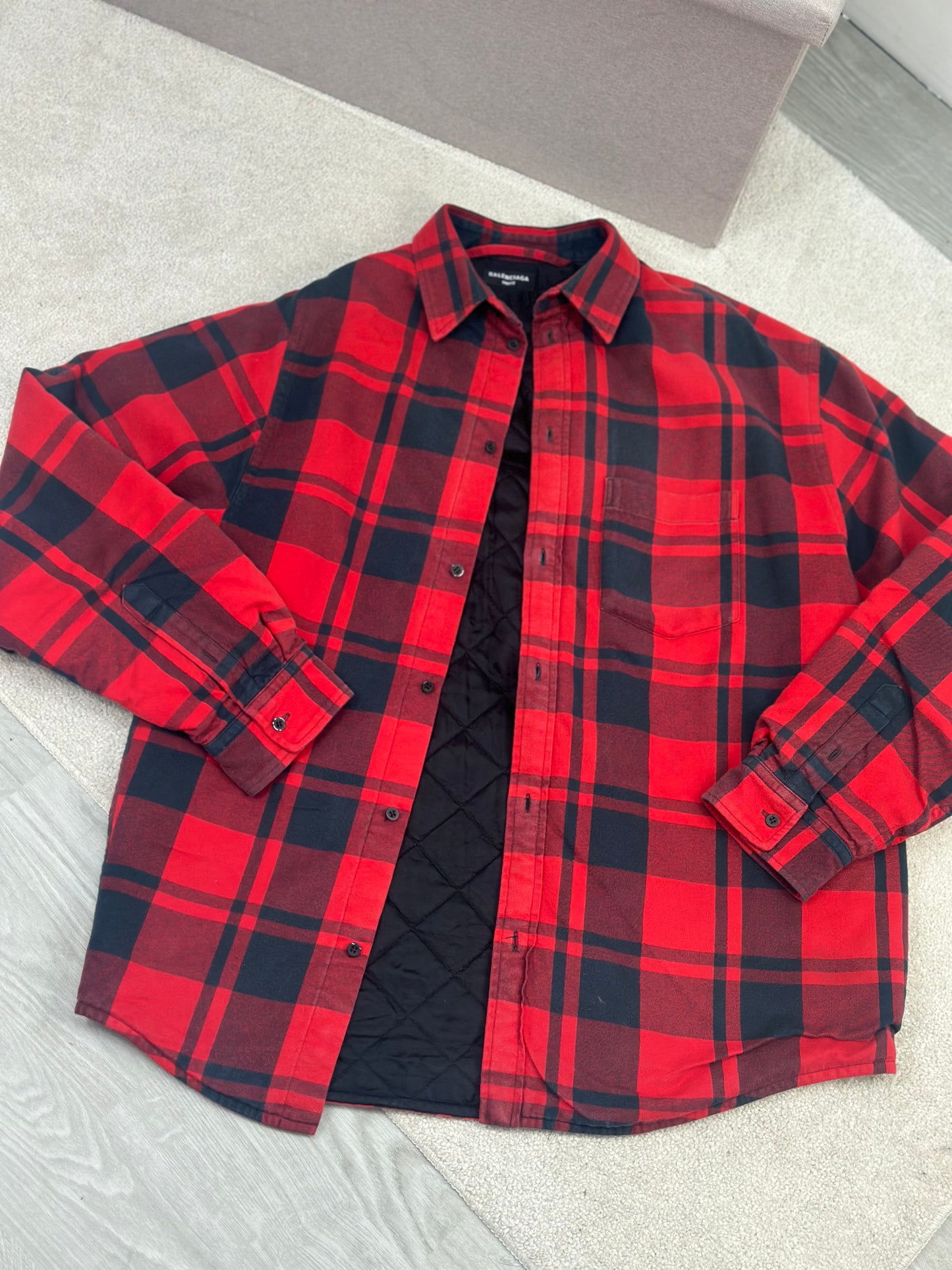 Balenciaga Unisex Red Padded Shacket - Small Oversize